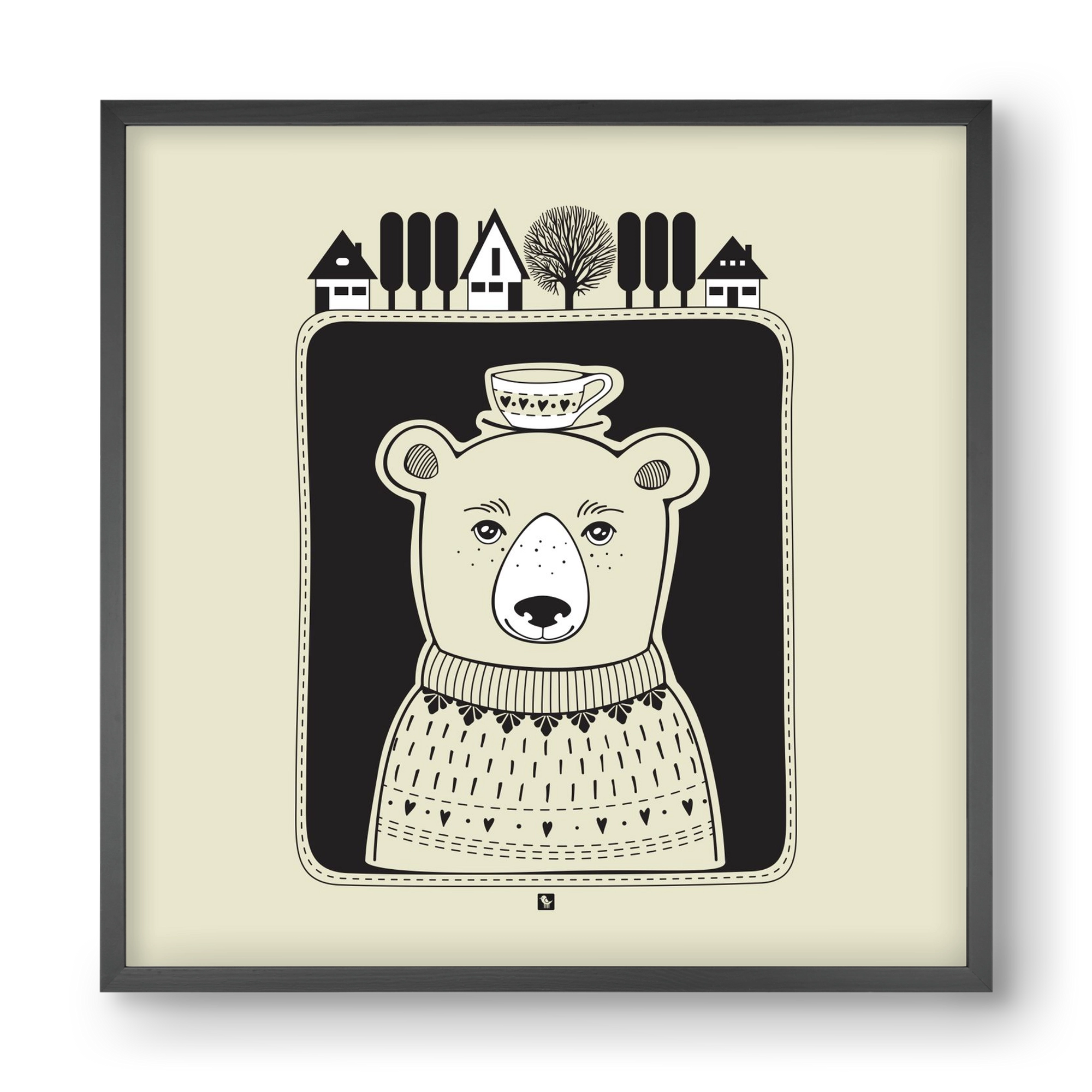 HONEYCUP, 40x40 cm (40x40 cm), Fekete keret