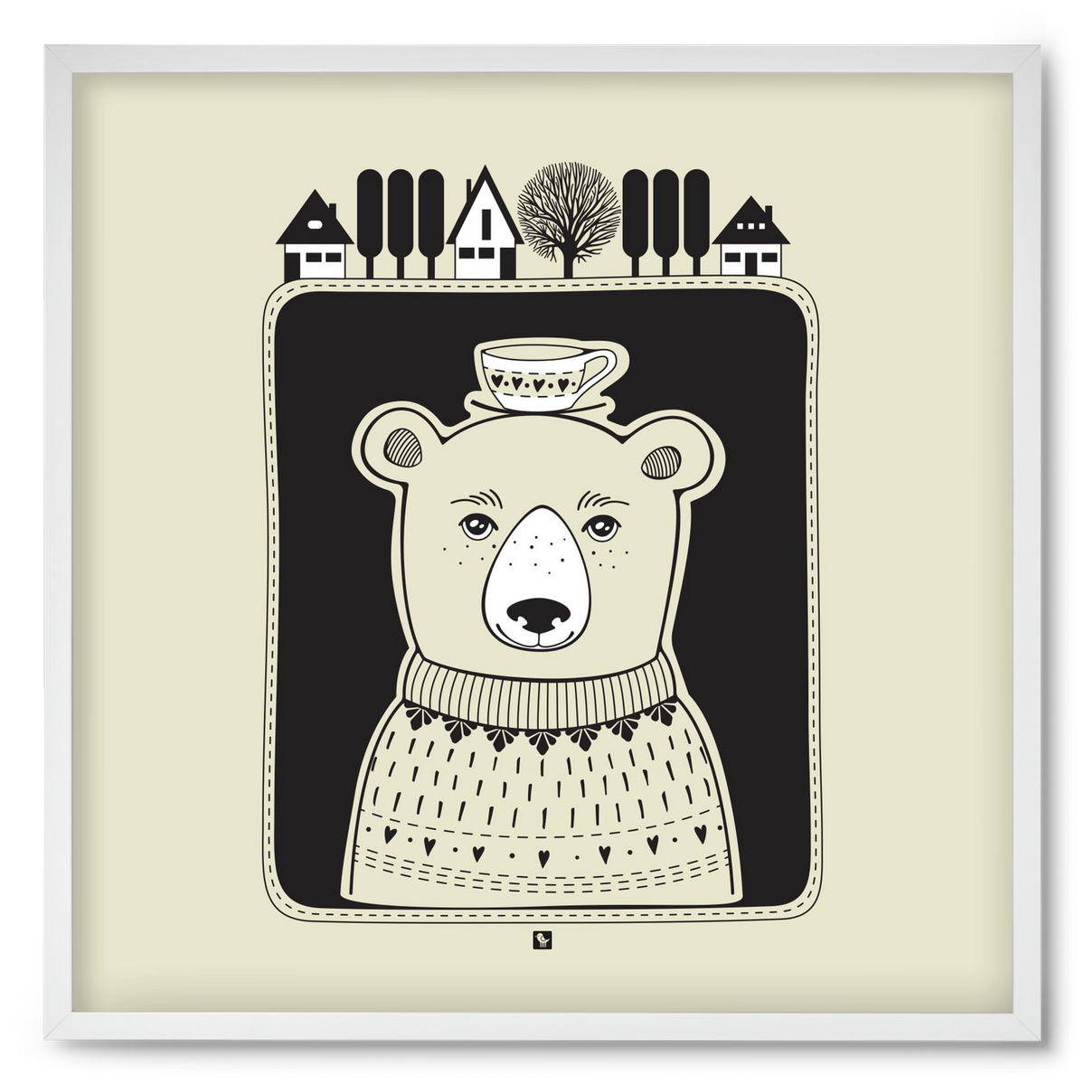 HONEYCUP, 50x50 cm (50x50 cm), Fehér keret