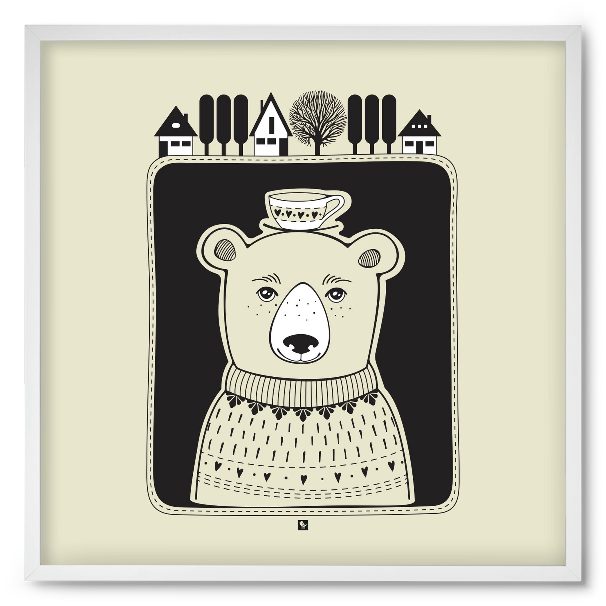 HONEYCUP, 50x50 cm (50x50 cm), Fehér keret