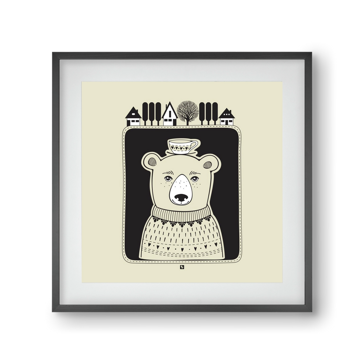 HONEYCUP, 30x30 cm (20x20 cm), Fekete keret, paszpartuval