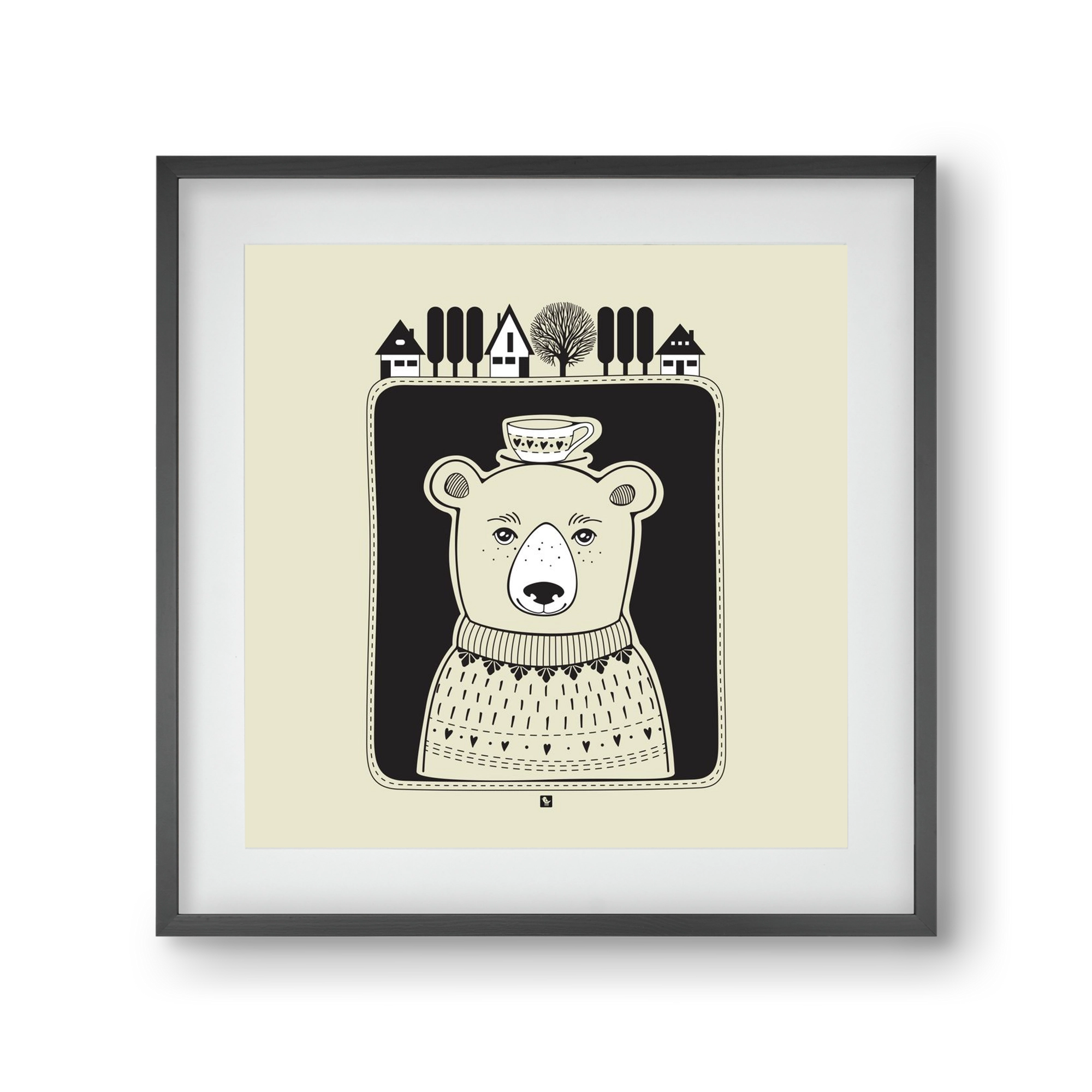 HONEYCUP, 30x30 cm (20x20 cm), Fekete keret, paszpartuval