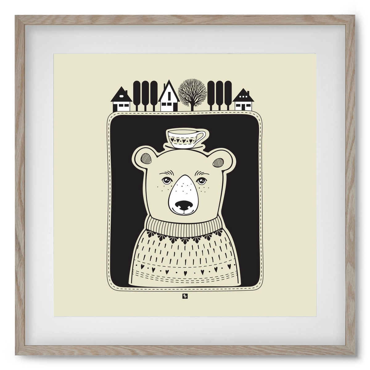 HONEYCUP, 50x50 cm (40x40 cm), Tölgy keret, paszpartuval