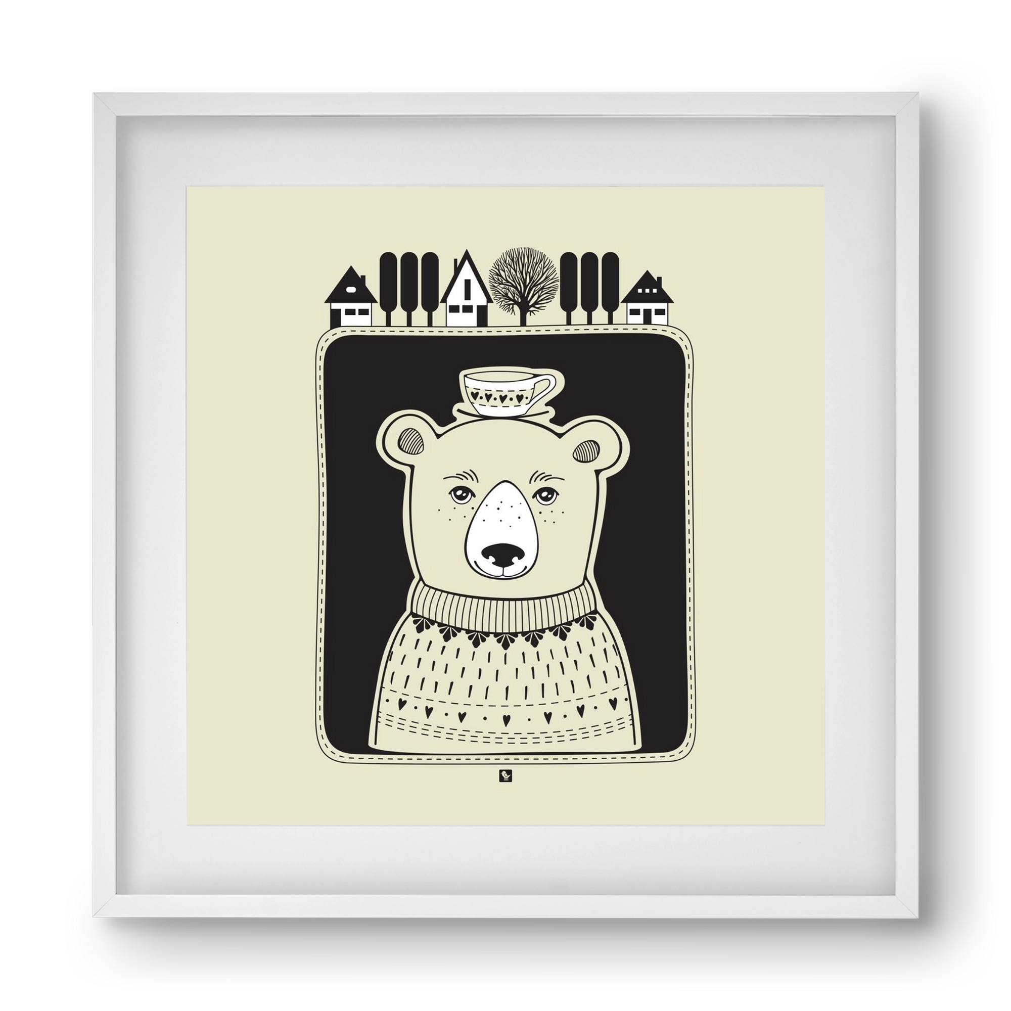 HONEYCUP, 40x40 cm (30x30 cm), Fehér keret, paszpartuval