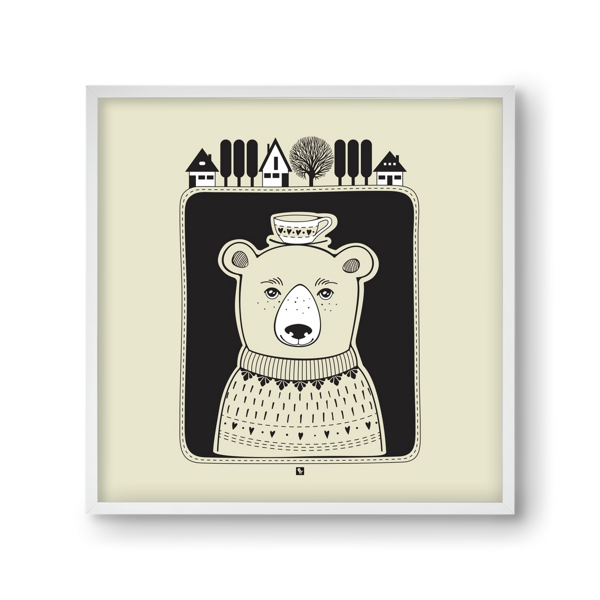 HONEYCUP, 30x30 cm (30x30 cm), Fehér keret