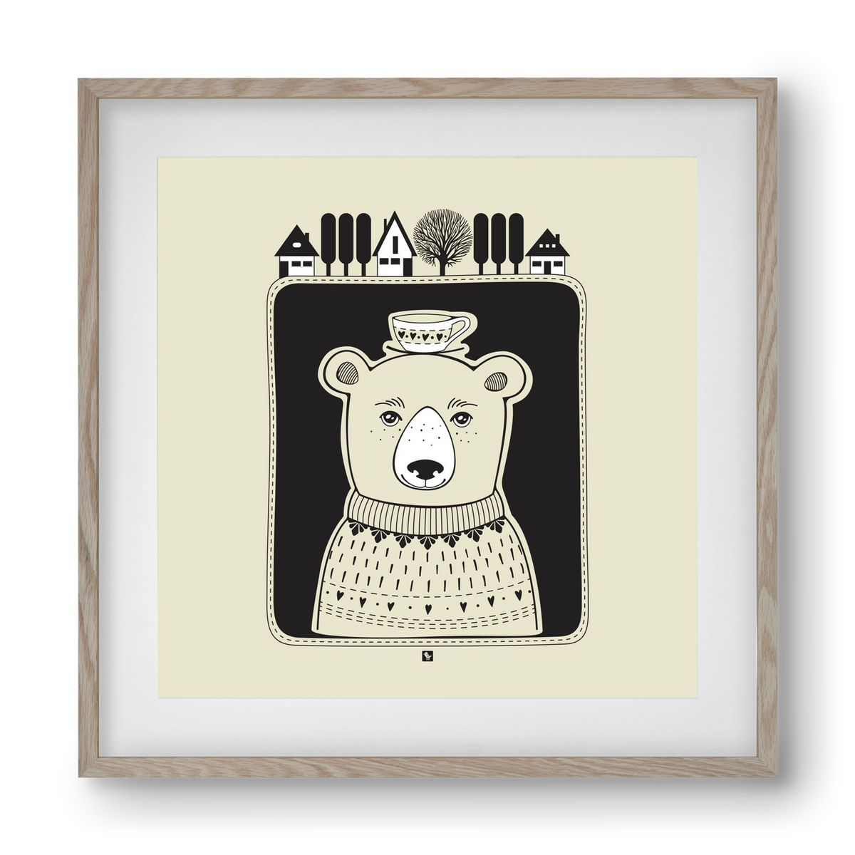 HONEYCUP, 40x40 cm (30x30 cm), Tölgy keret, paszpartuval