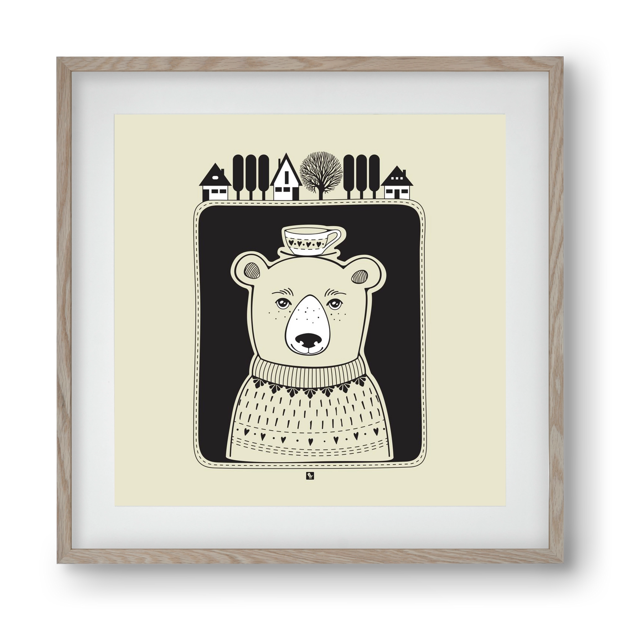 HONEYCUP, 40x40 cm (30x30 cm), Tölgy keret, paszpartuval