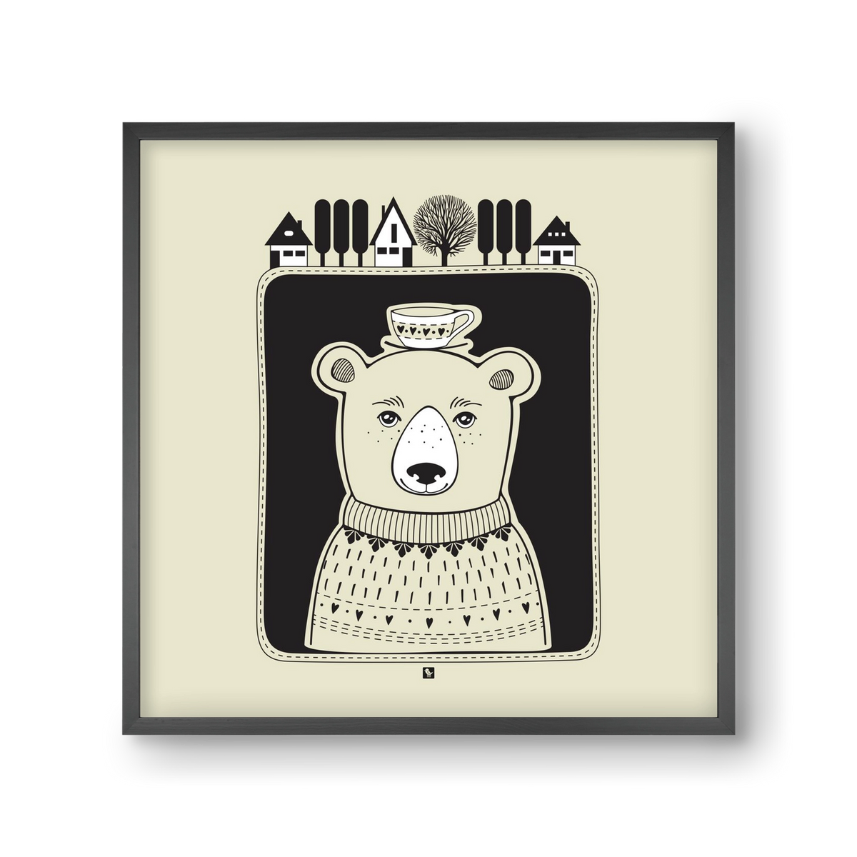 HONEYCUP, 30x30 cm (30x30 cm), Fekete keret