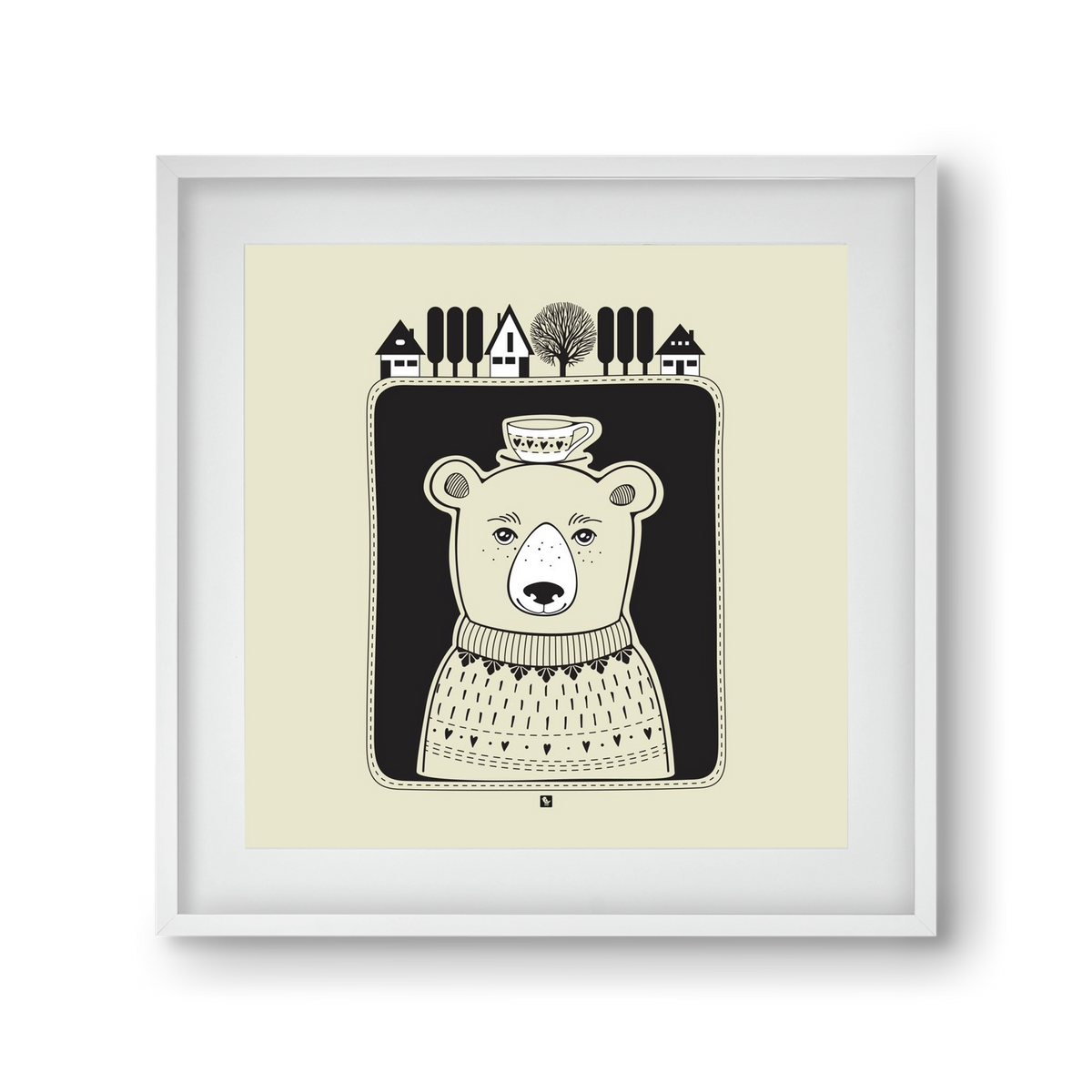 HONEYCUP, 30x30 cm (20x20 cm), Fehér keret, paszpartuval