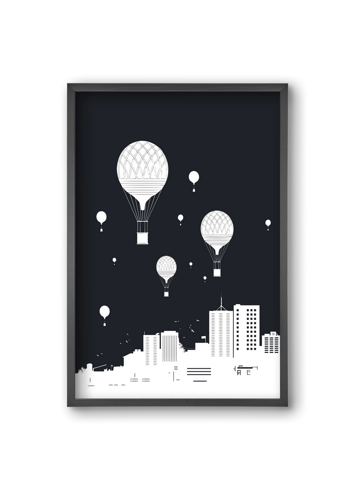 Balloons and the city, 20x30 cm (20x30 cm), Fekete keret