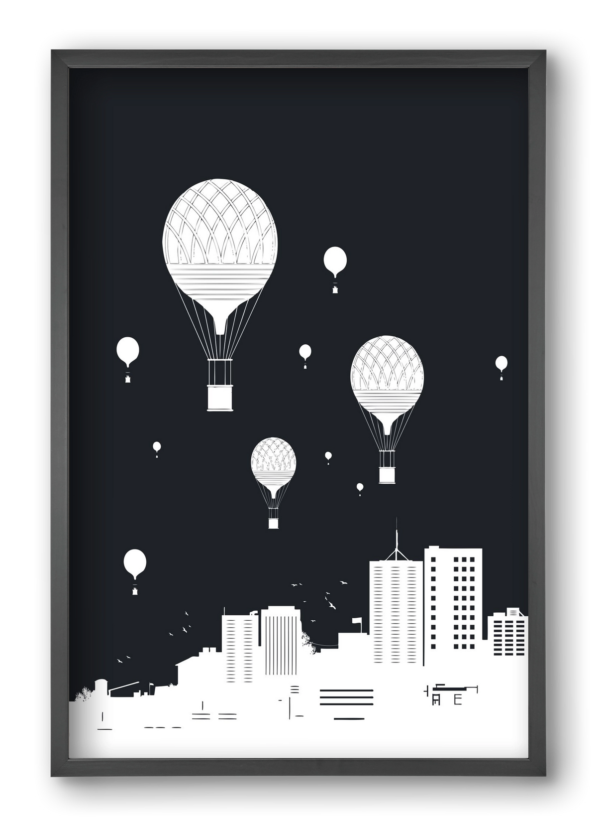 Balloons and the city, 40x60 cm (40x60 cm), Fekete keret