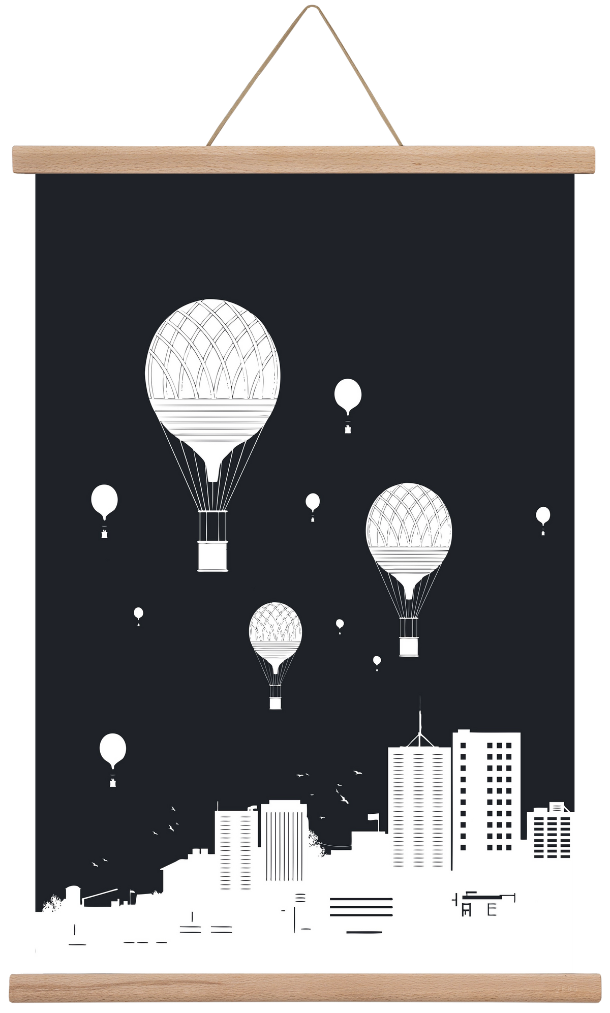 Balloons and the city, 40x60 cm (40x60 cm), Tölgy akasztó