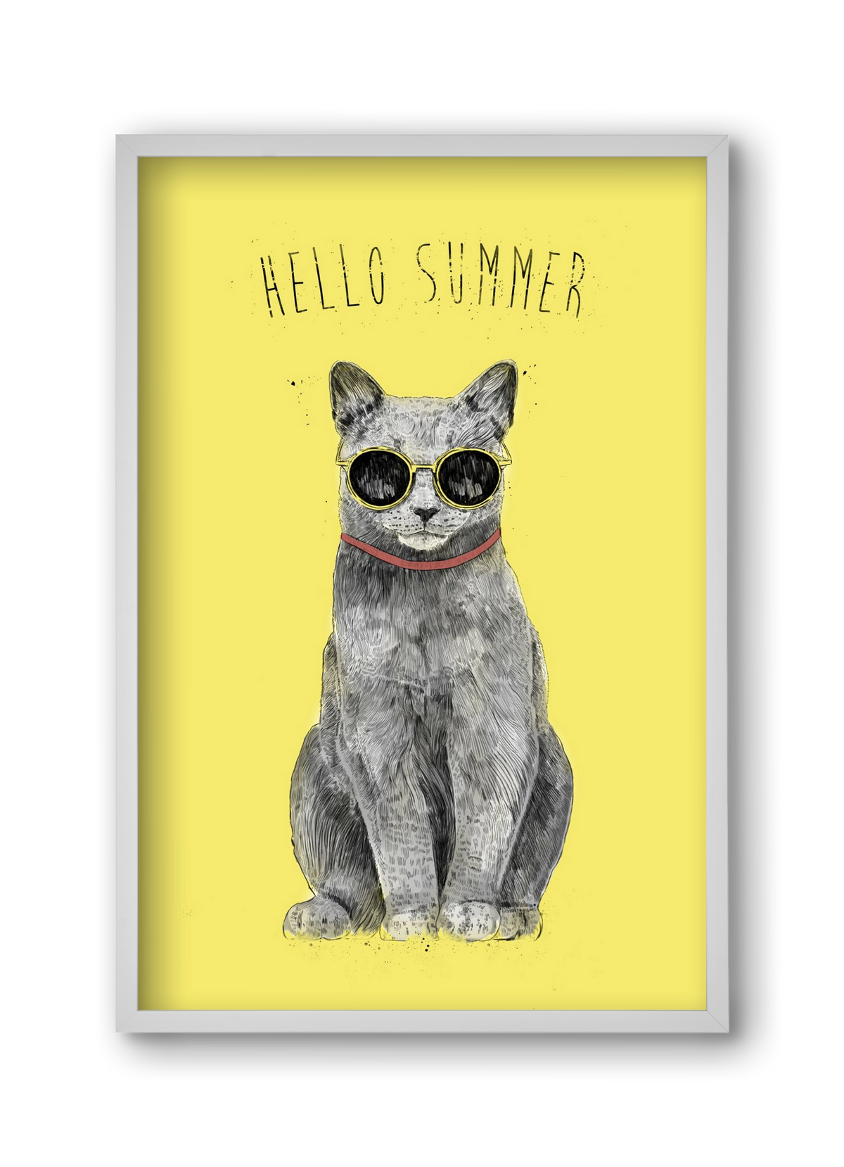 Hello Summer, 30x45 cm (30x45 cm), Fehér keret
