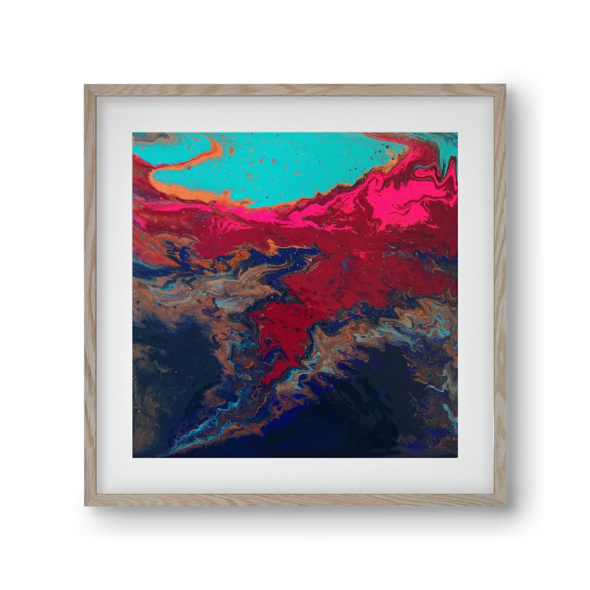 Turquoise source, 30x30 cm (20x20 cm), Tölgy keret, paszpartuval