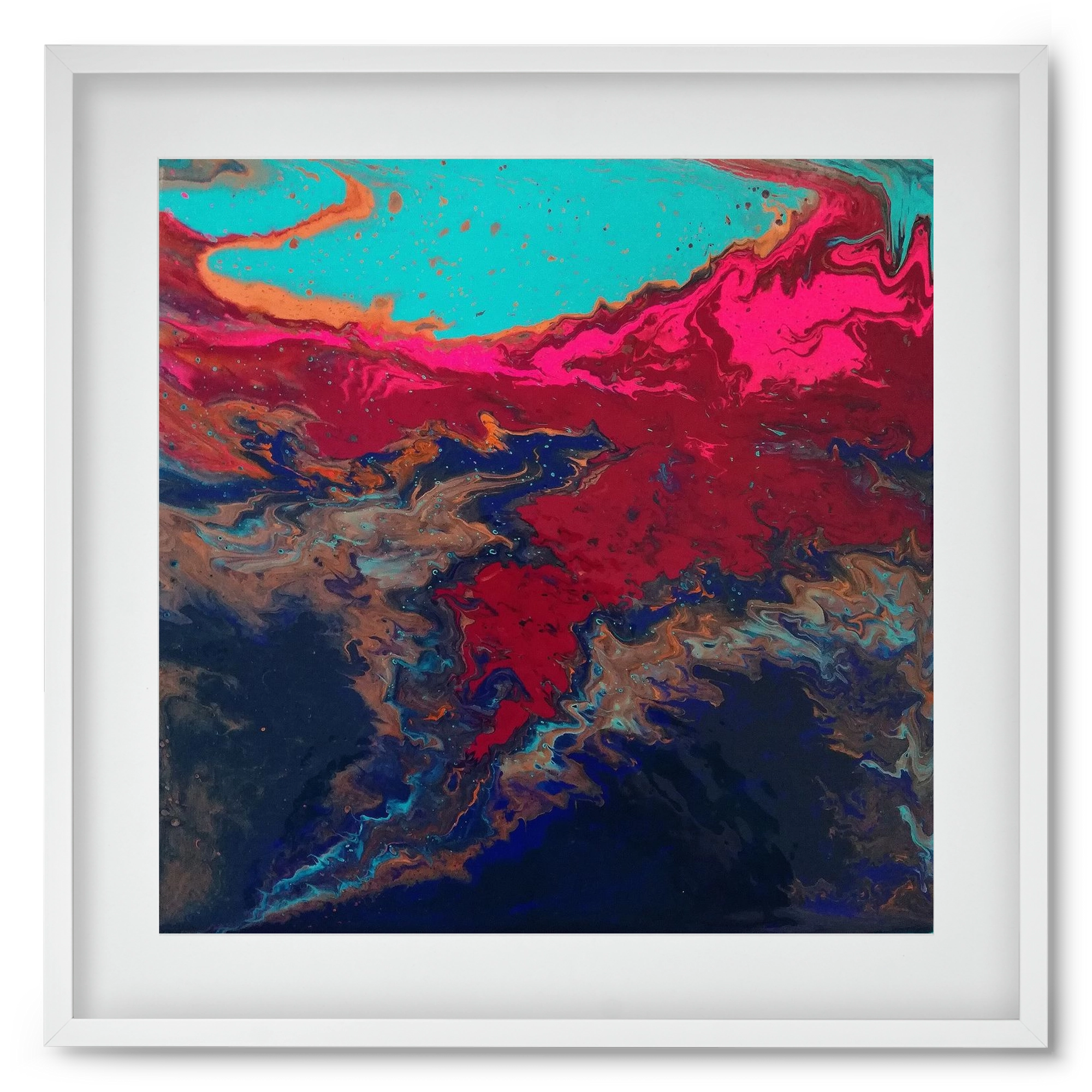 Turquoise source, 50x50 cm (40x40 cm), Fehér keret, paszpartuval