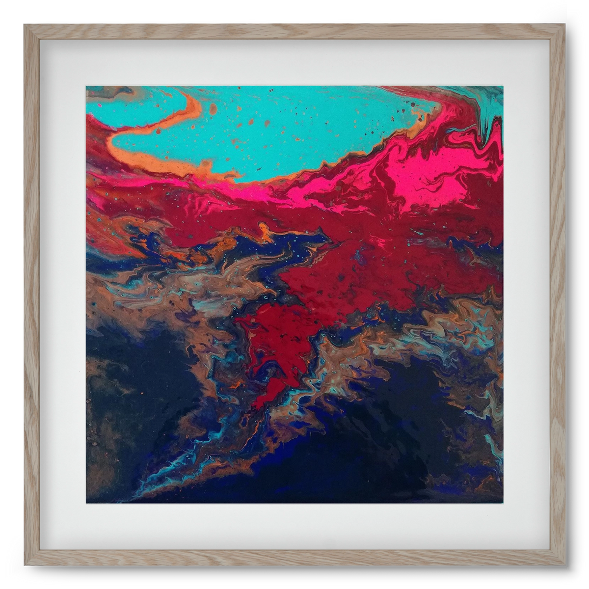 Turquoise source, 50x50 cm (40x40 cm), Tölgy keret, paszpartuval