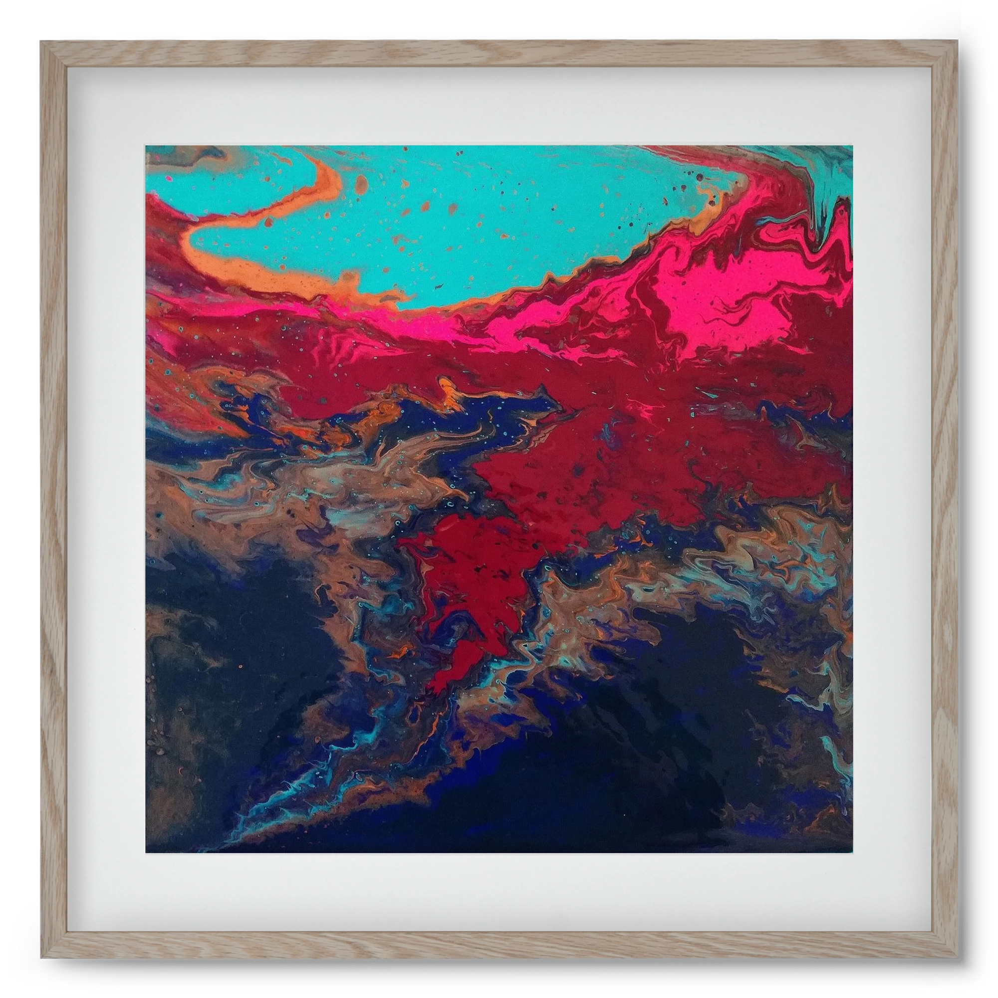 Turquoise source, 50x50 cm (40x40 cm), Tölgy keret, paszpartuval