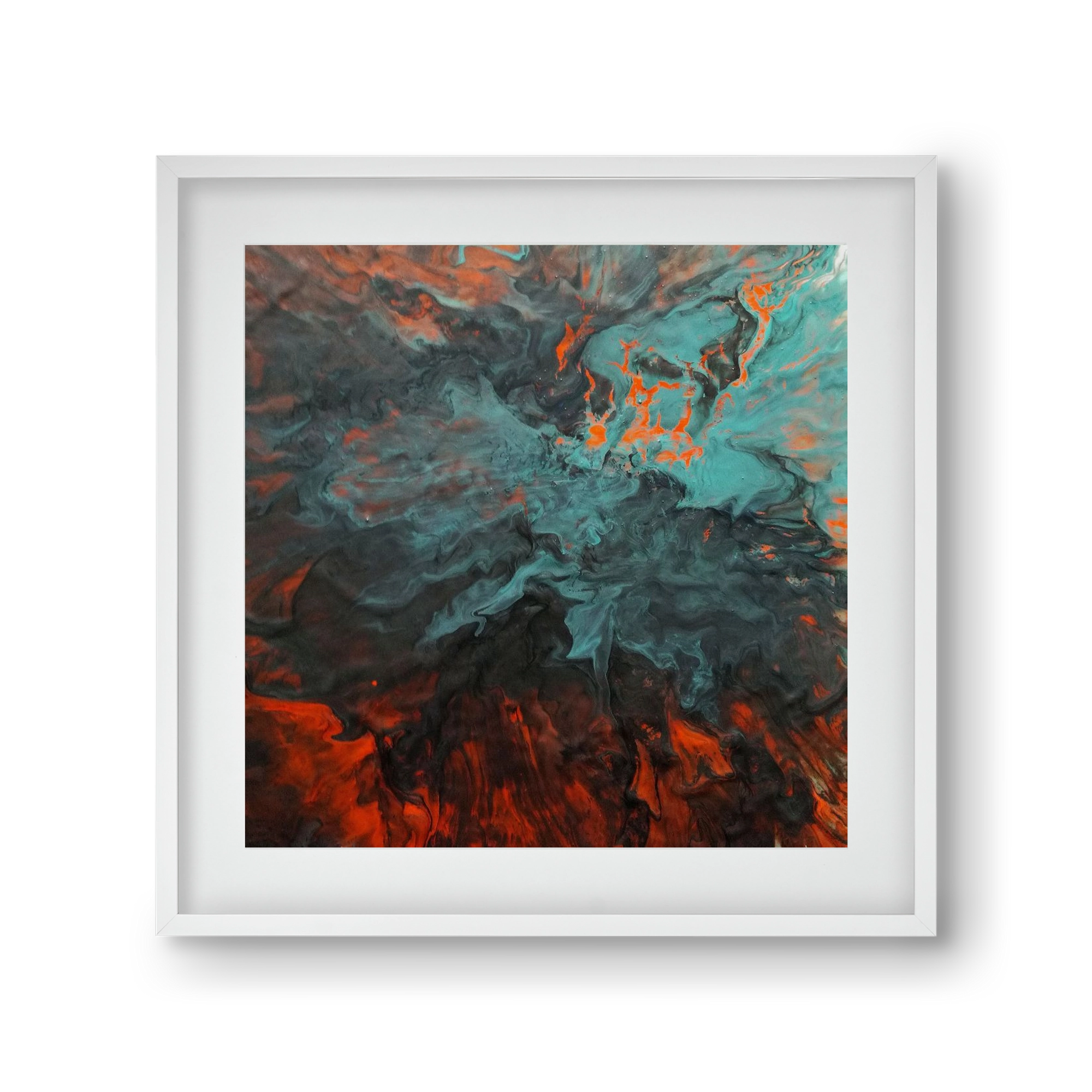 Lava breaking free, 30x30 cm (20x20 cm), Fehér keret, paszpartuval