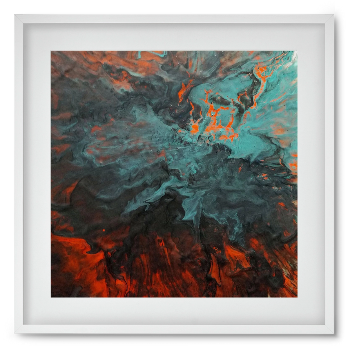 Lava breaking free, 50x50 cm (40x40 cm), Fehér keret, paszpartuval