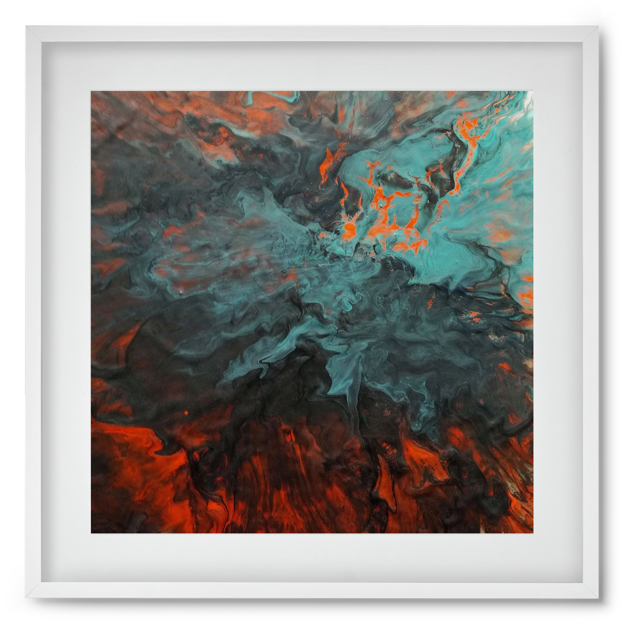Lava breaking free, 50x50 cm (40x40 cm), Fehér keret, paszpartuval