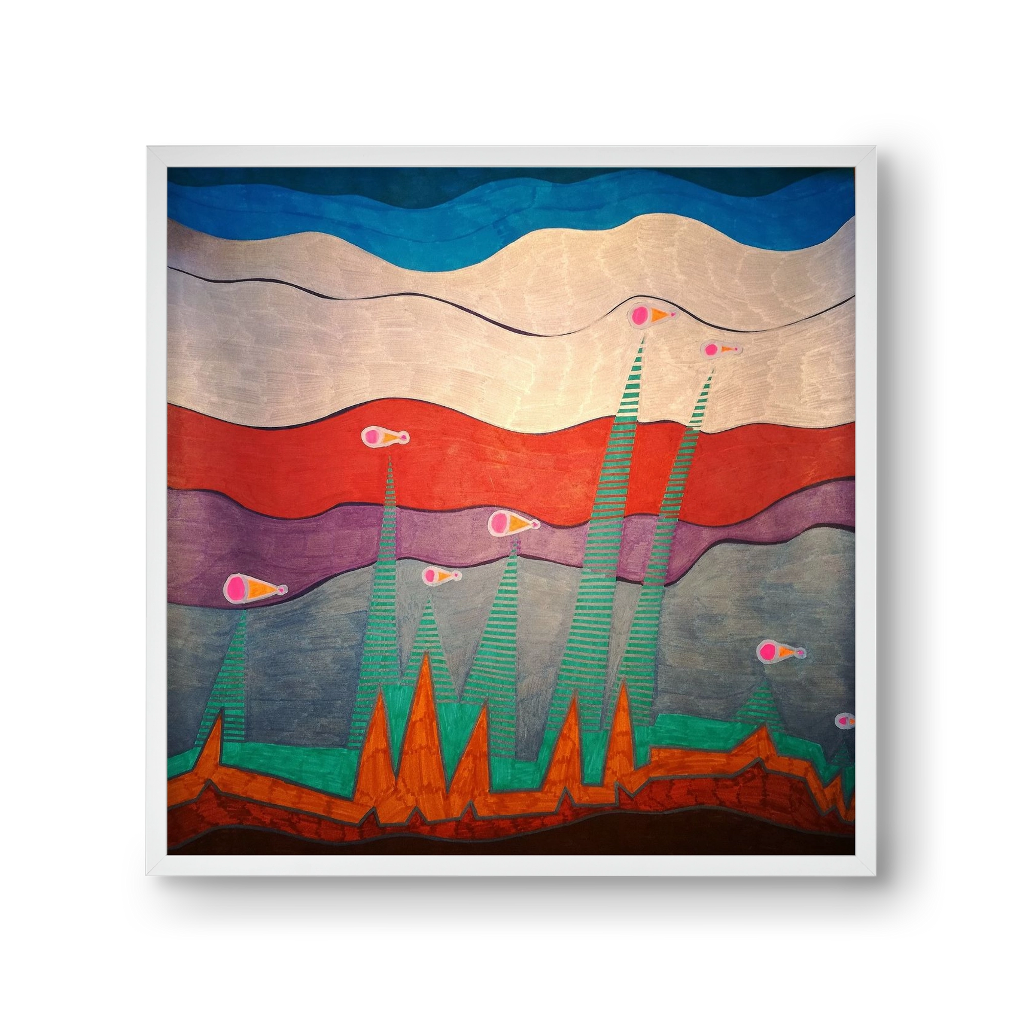 Breaking free from under the surface, 30x30 cm (30x30 cm), Fehér keret