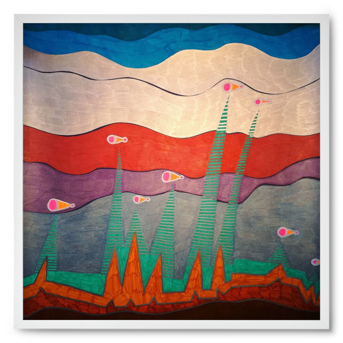 Breaking free from under the surface, 50x50 cm (50x50 cm), Fehér keret