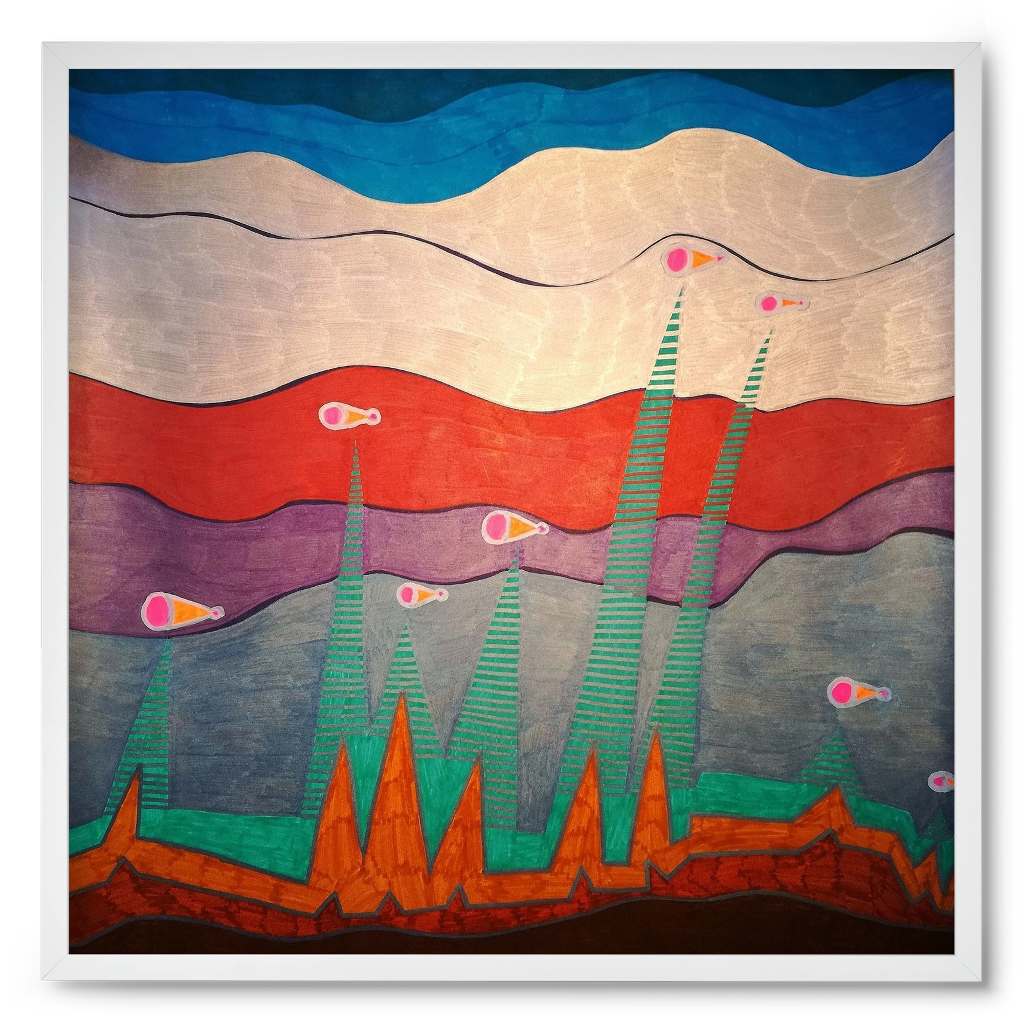 Breaking free from under the surface, 50x50 cm (50x50 cm), Fehér keret