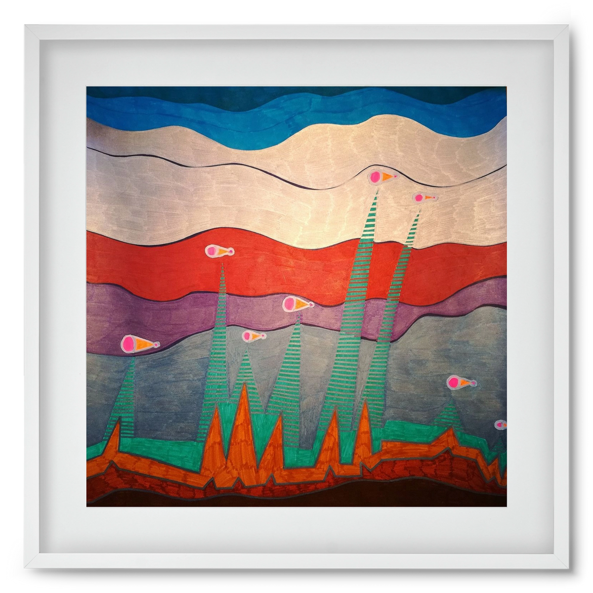 Breaking free from under the surface, 50x50 cm (40x40 cm), Fehér keret, paszpartuval