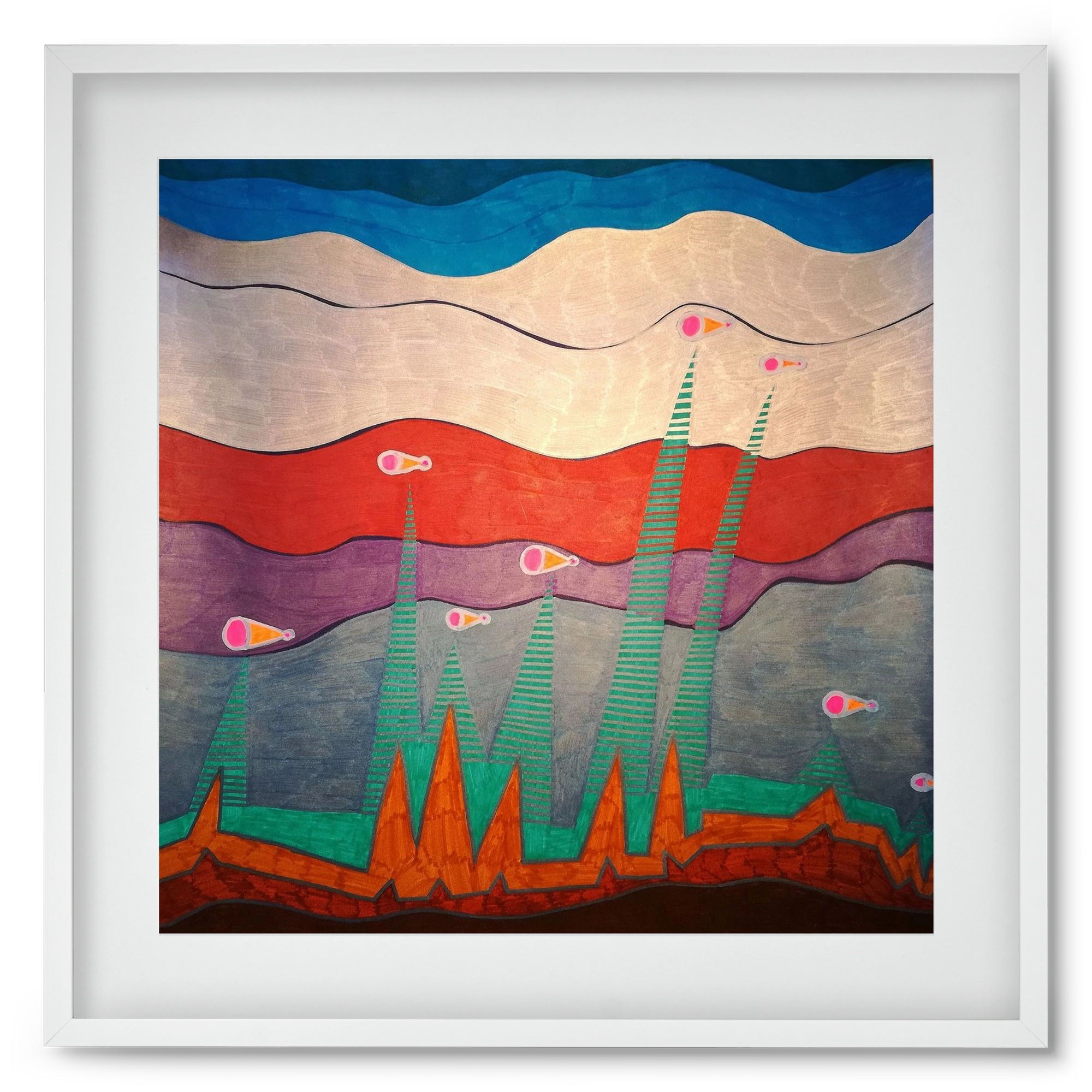 Breaking free from under the surface, 50x50 cm (40x40 cm), Fehér keret, paszpartuval