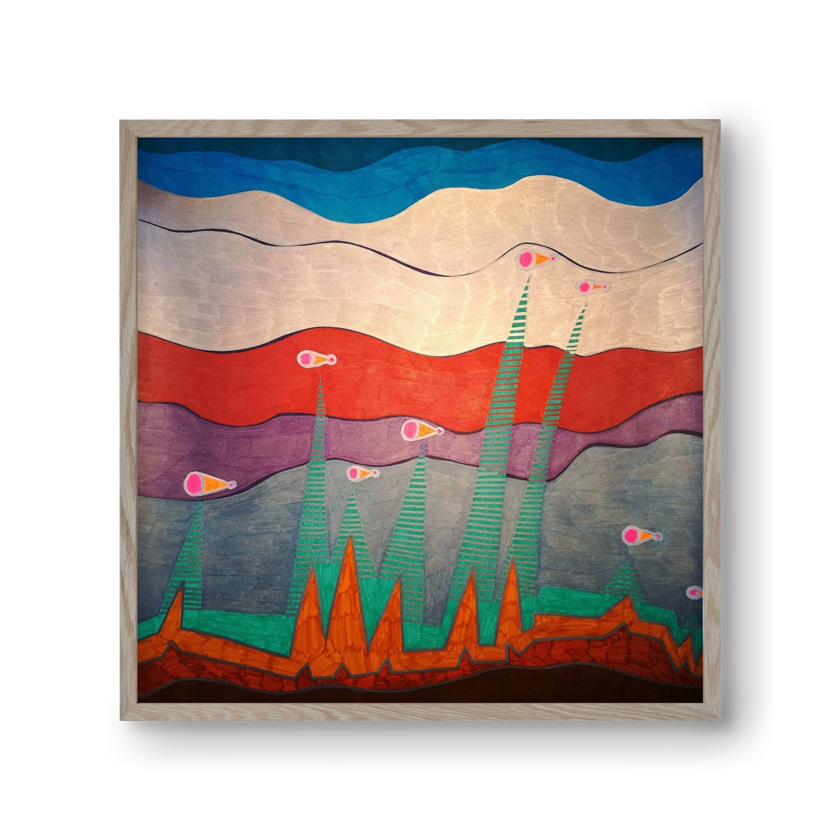 Breaking free from under the surface, 30x30 cm (30x30 cm), Tölgy keret