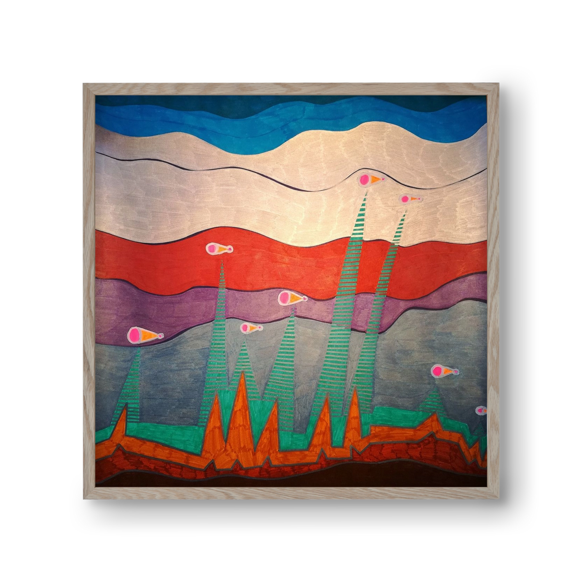 Breaking free from under the surface, 30x30 cm (30x30 cm), Tölgy keret