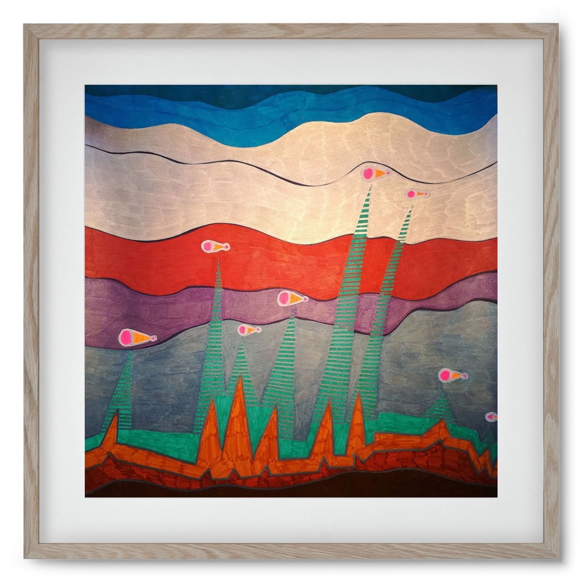 Breaking free from under the surface, 50x50 cm (40x40 cm), Tölgy keret, paszpartuval