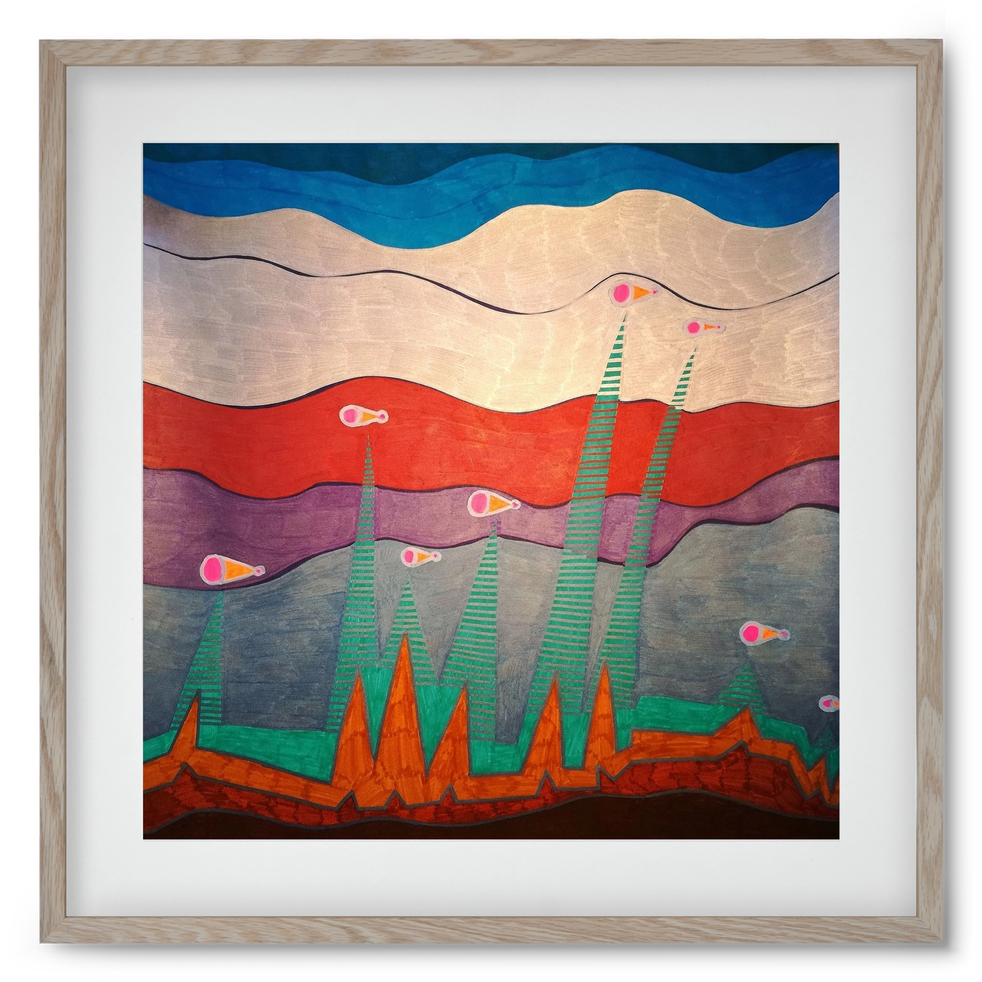 Breaking free from under the surface, 50x50 cm (40x40 cm), Tölgy keret, paszpartuval