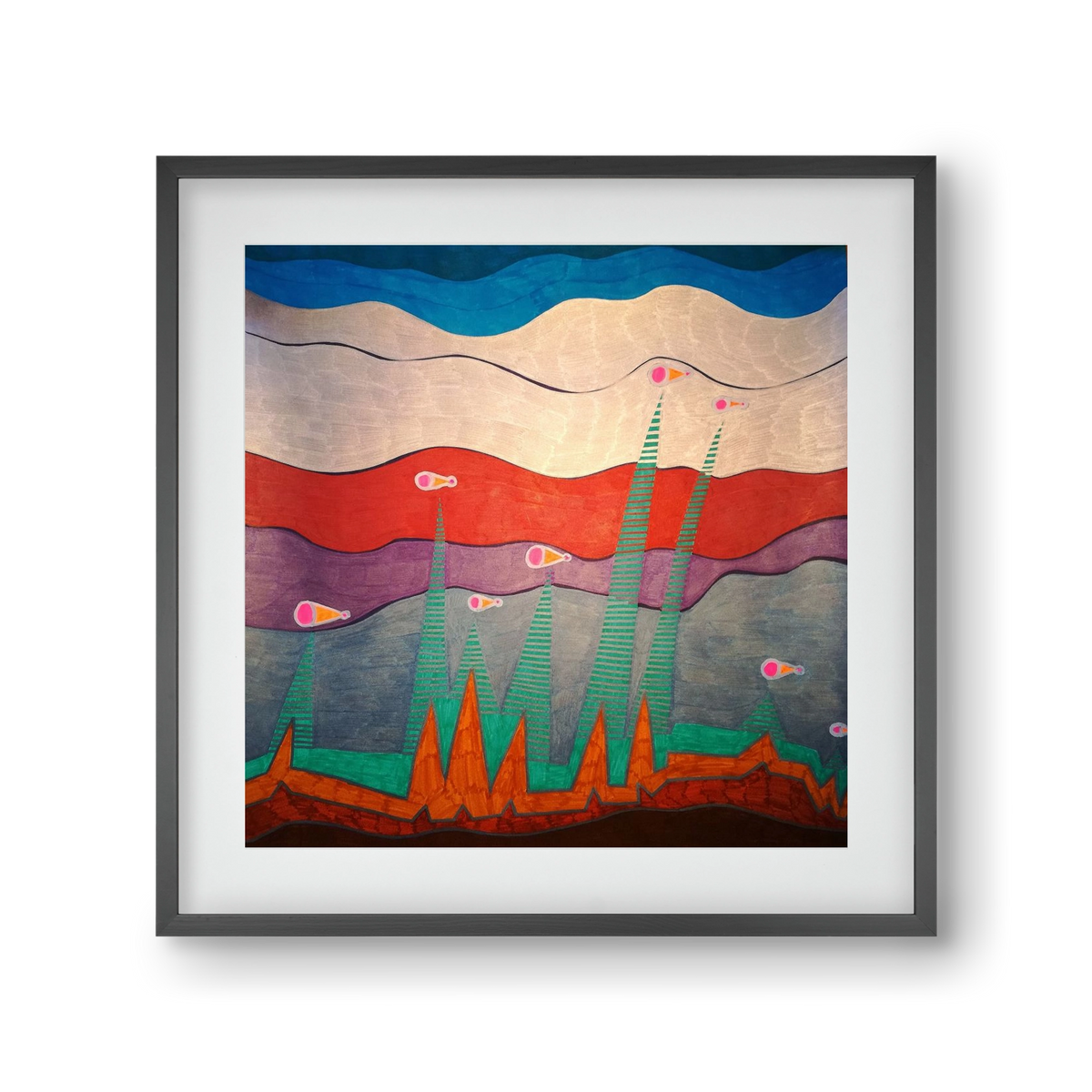 Breaking free from under the surface, 30x30 cm (20x20 cm), Fekete keret, paszpartuval