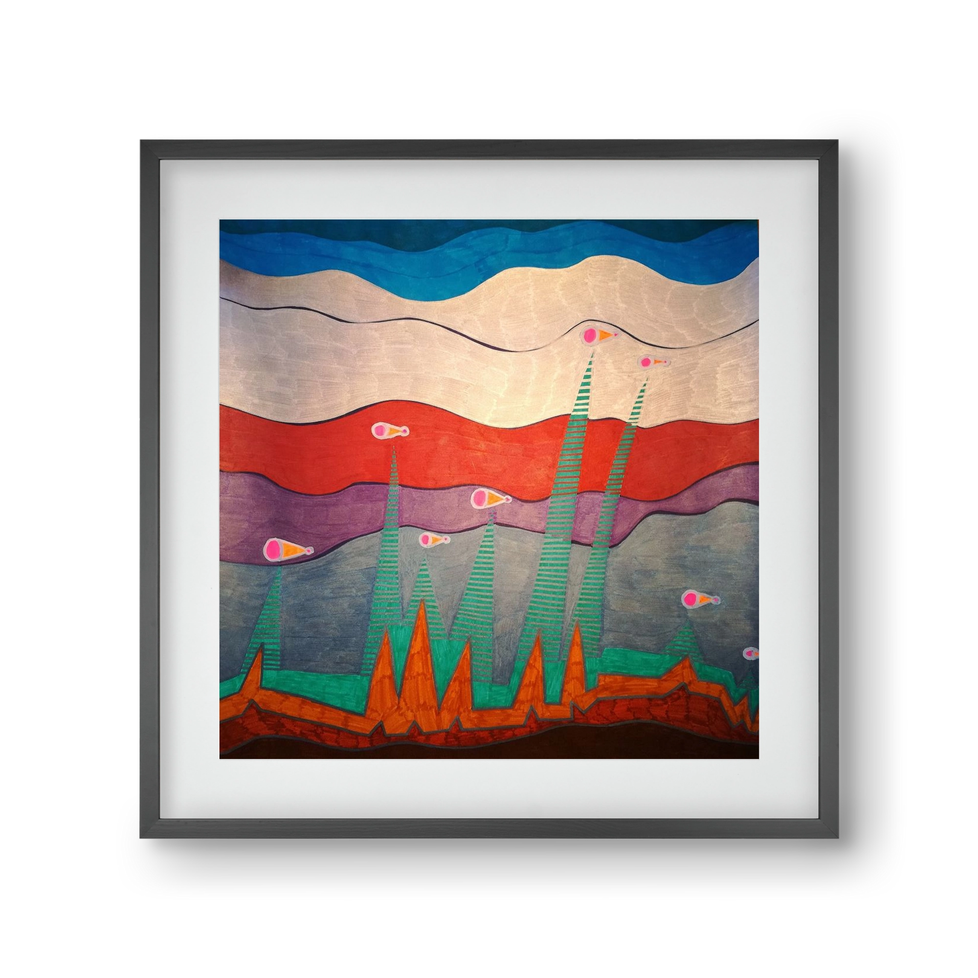 Breaking free from under the surface, 30x30 cm (20x20 cm), Fekete keret, paszpartuval