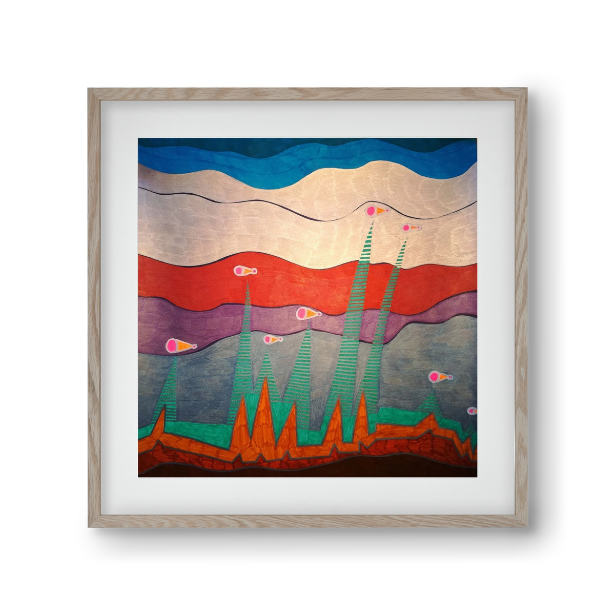 Breaking free from under the surface, 30x30 cm (20x20 cm), Tölgy keret, paszpartuval