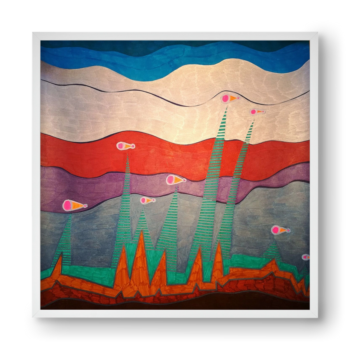 Breaking free from under the surface, 40x40 cm (40x40 cm), Fehér keret