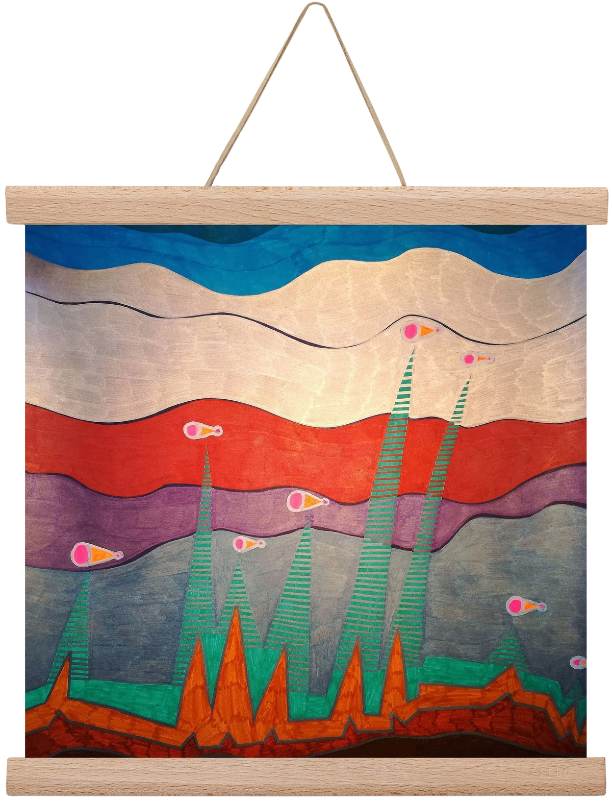 Breaking free from under the surface, 30x30 cm (30x30 cm), Tölgy akasztó