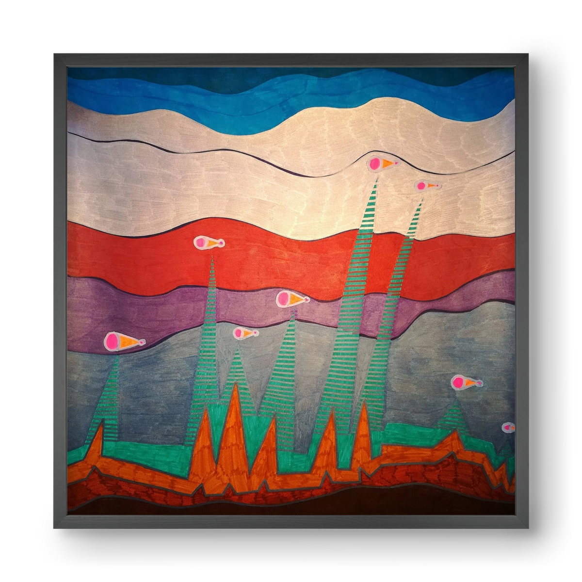 Breaking free from under the surface, 40x40 cm (40x40 cm), Fekete keret