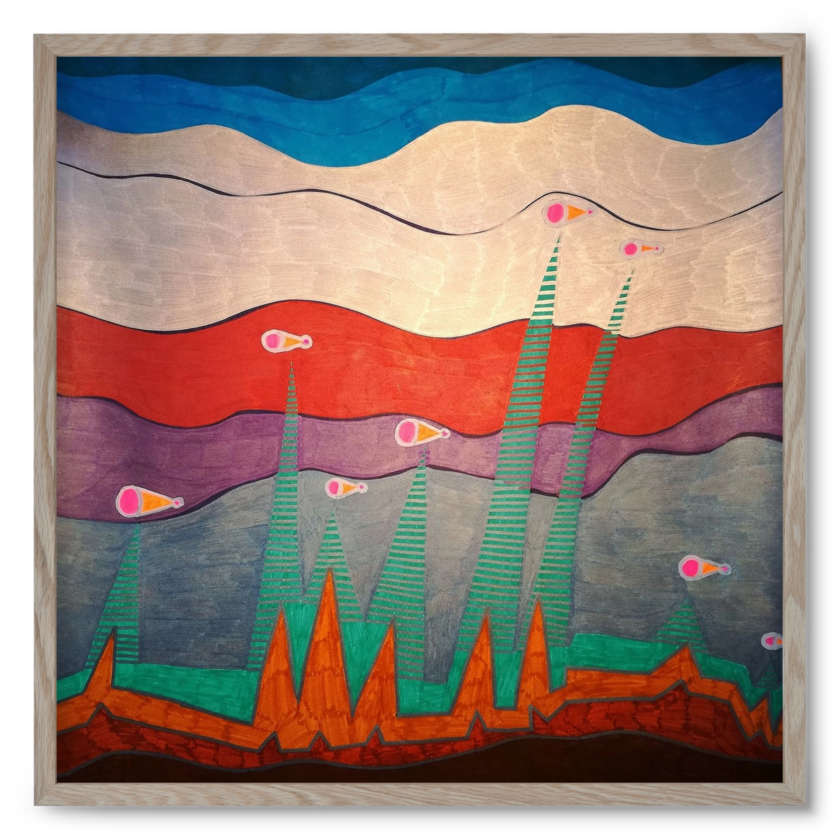 Breaking free from under the surface, 50x50 cm (50x50 cm), Tölgy keret