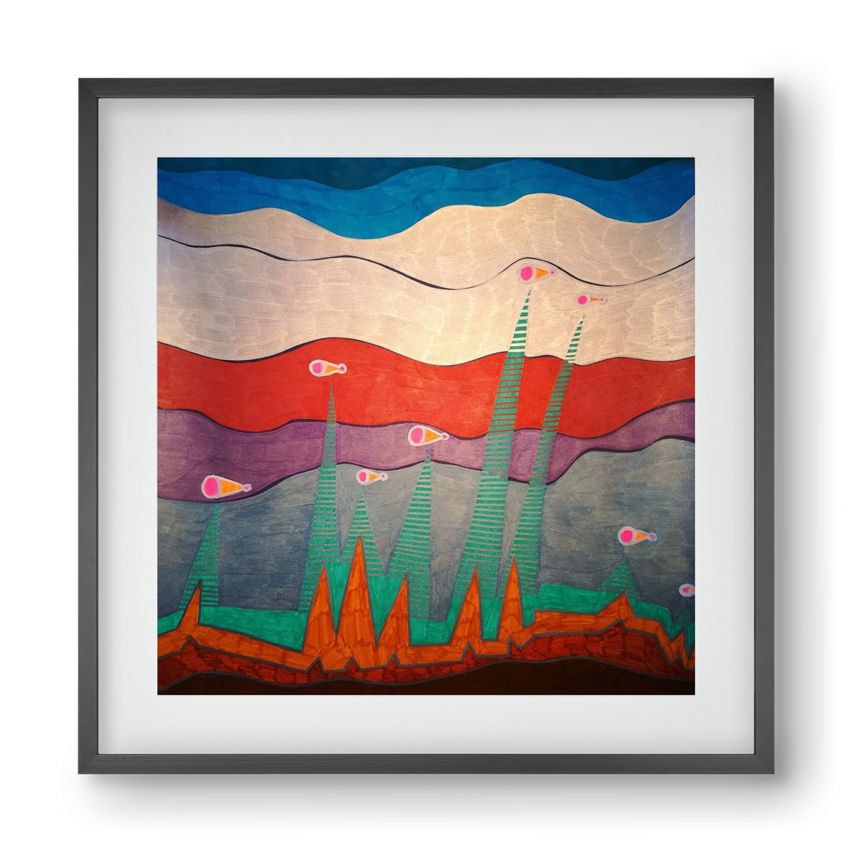 Breaking free from under the surface, 40x40 cm (30x30 cm), Fekete keret, paszpartuval