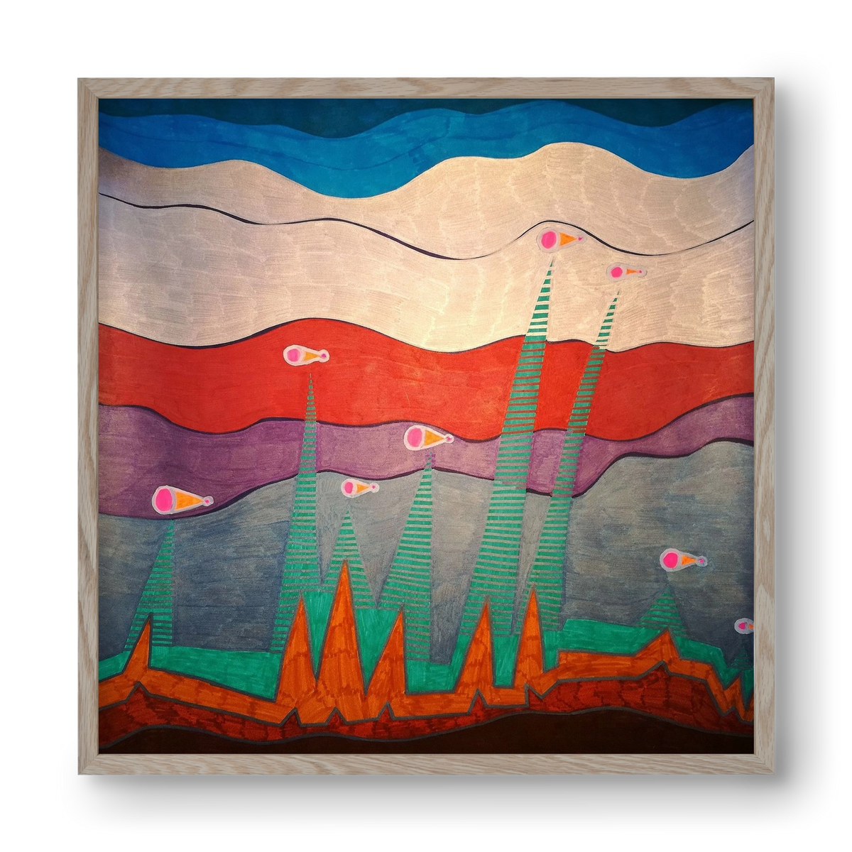 Breaking free from under the surface, 40x40 cm (40x40 cm), Tölgy keret