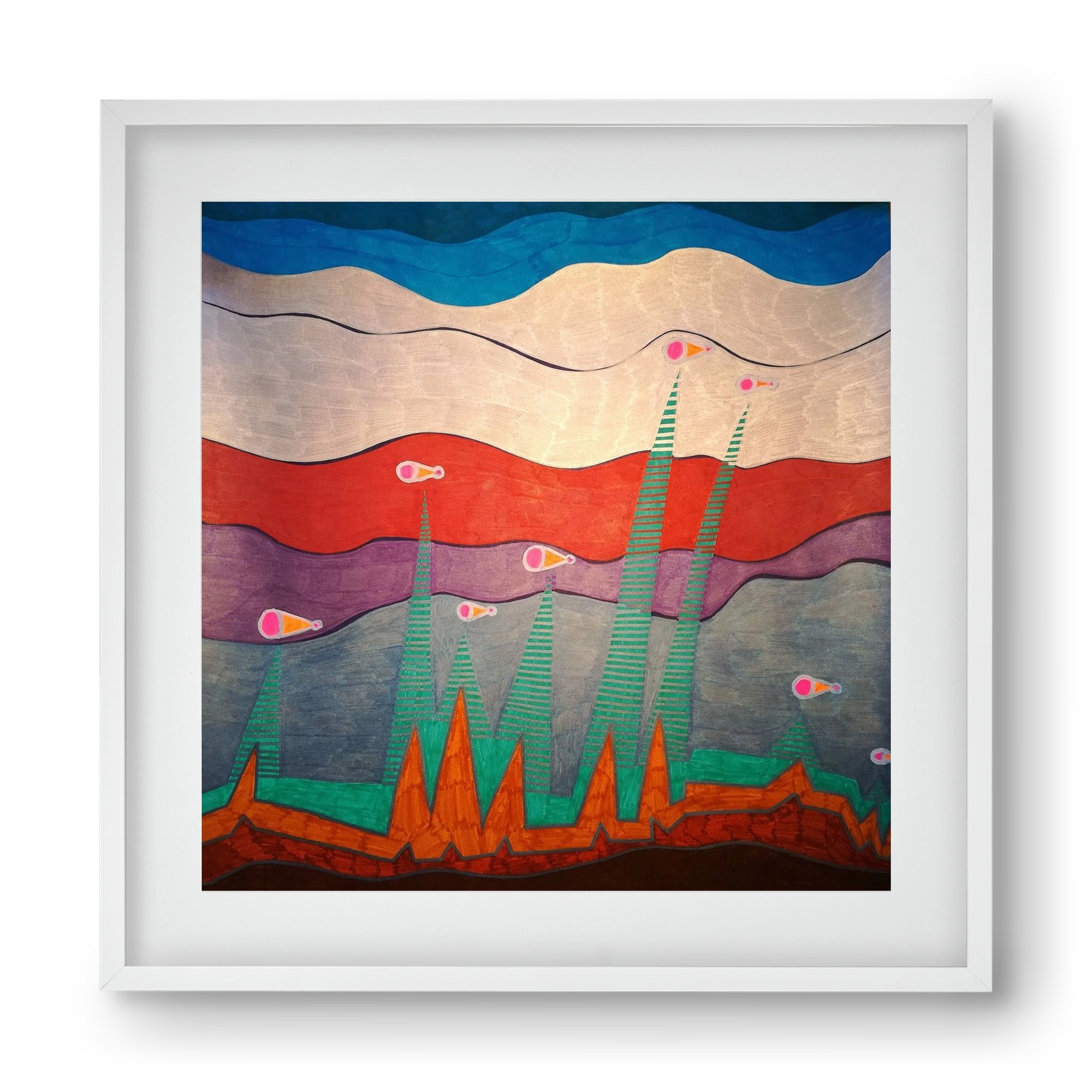 Breaking free from under the surface, 40x40 cm (30x30 cm), Fehér keret, paszpartuval