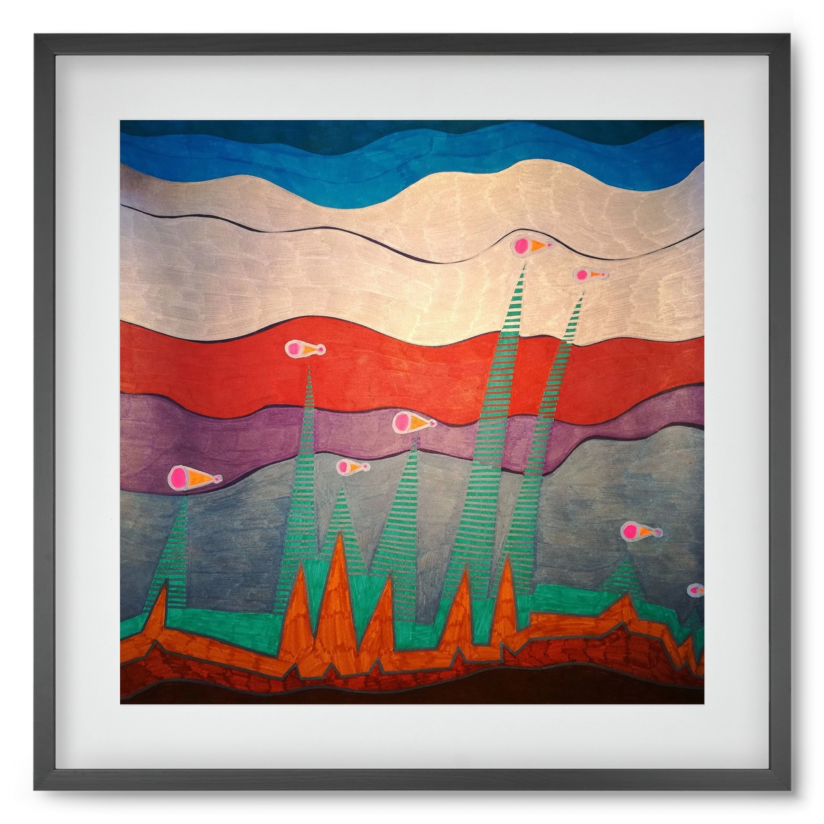 Breaking free from under the surface, 50x50 cm (40x40 cm), Fekete keret, paszpartuval