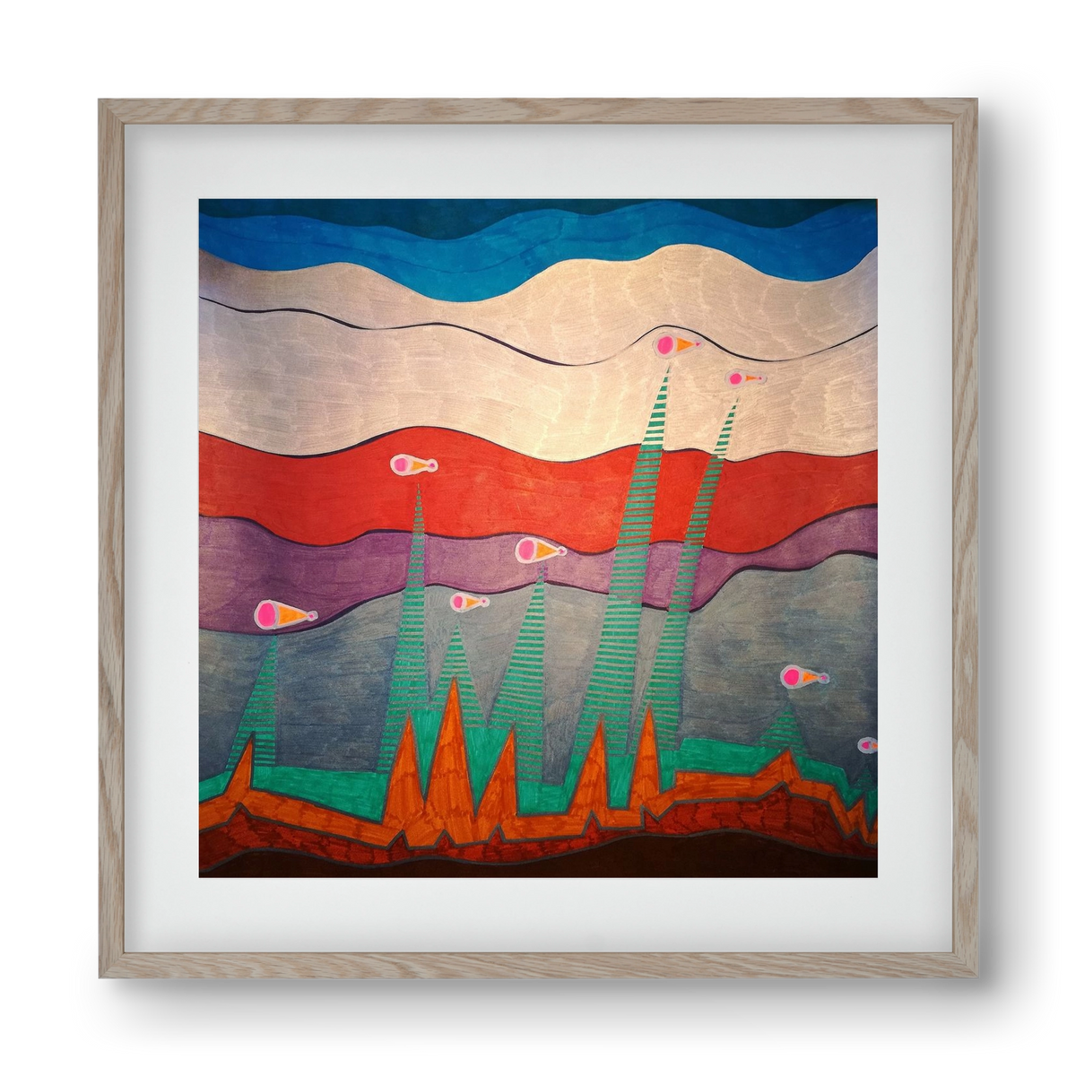 Breaking free from under the surface, 40x40 cm (30x30 cm), Tölgy keret, paszpartuval