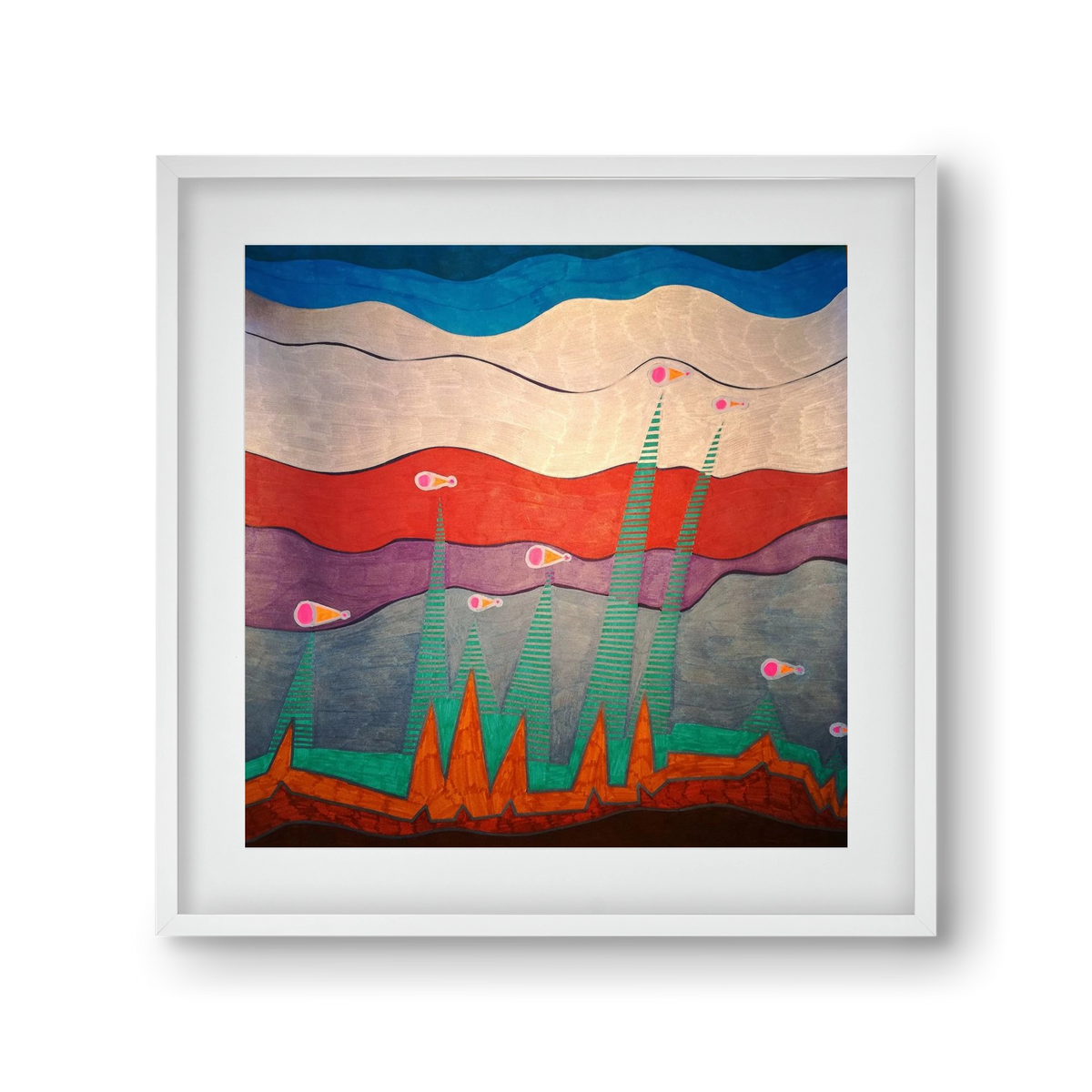 Breaking free from under the surface, 30x30 cm (20x20 cm), Fehér keret, paszpartuval