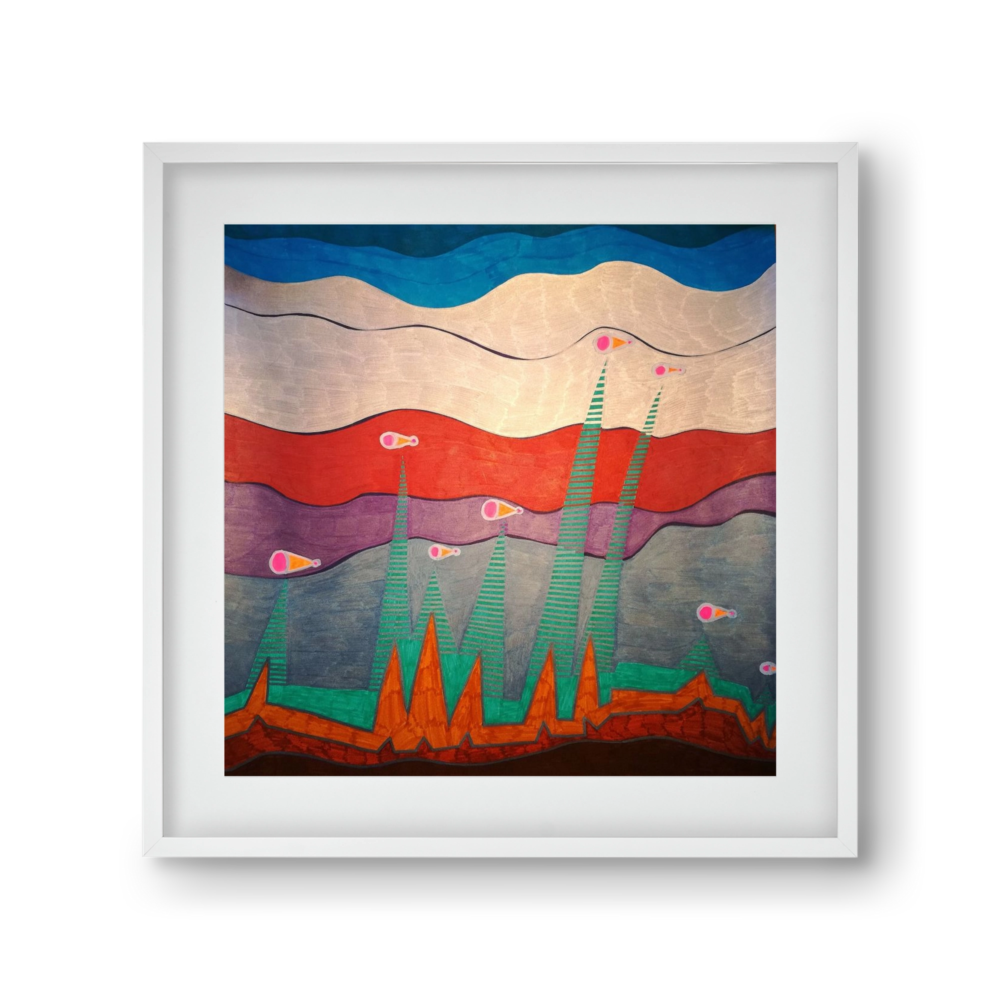 Breaking free from under the surface, 30x30 cm (20x20 cm), Fehér keret, paszpartuval