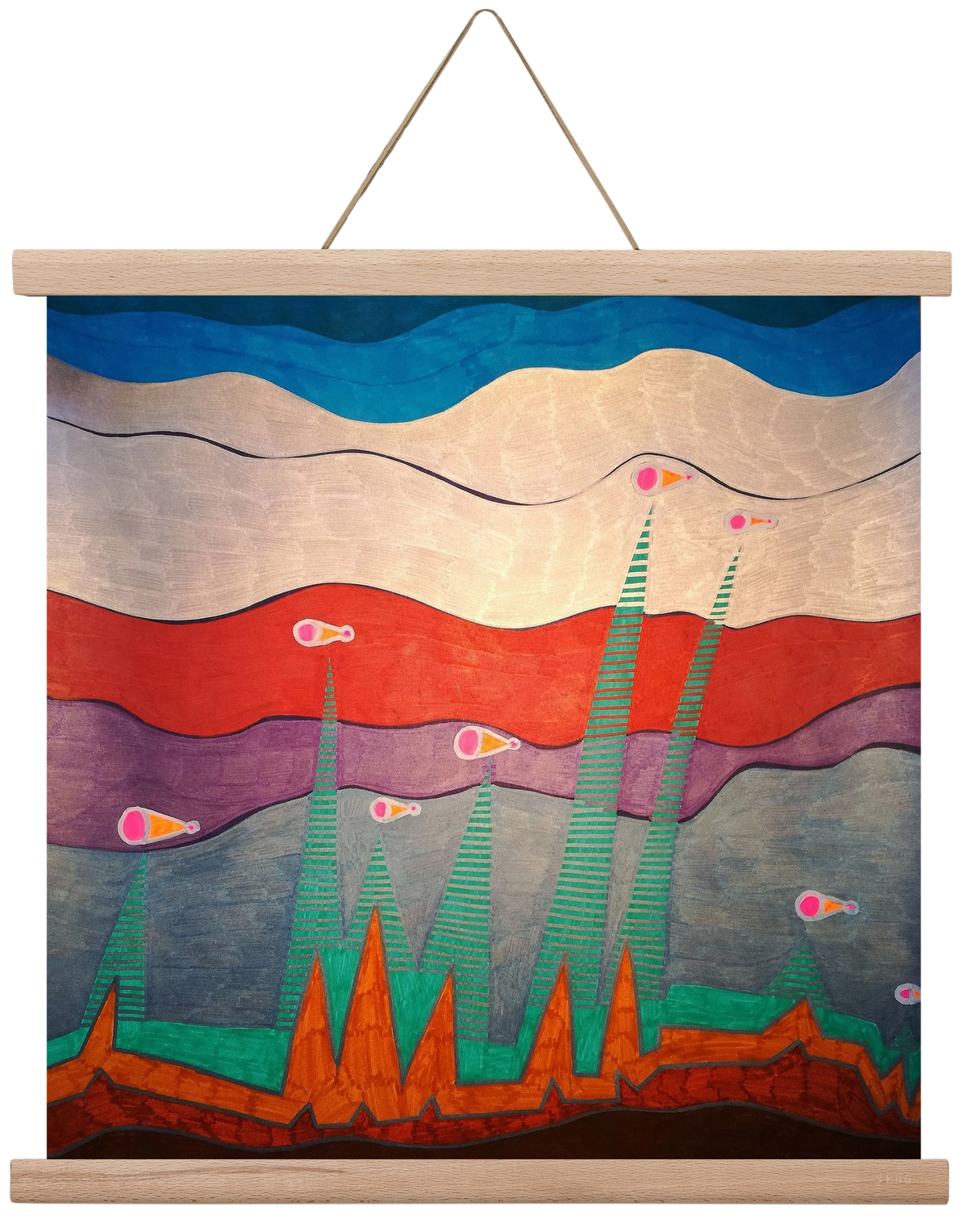 Breaking free from under the surface, 40x40 cm (40x40 cm), Tölgy akasztó