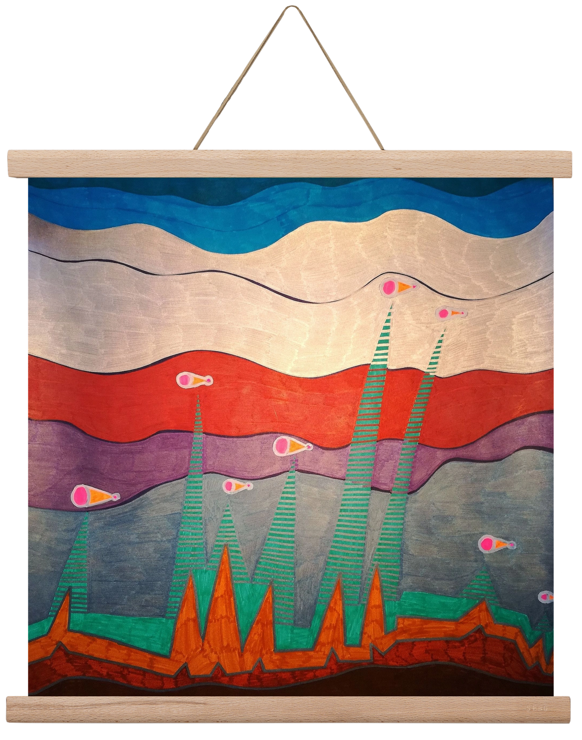 Breaking free from under the surface, 40x40 cm (40x40 cm), Tölgy akasztó