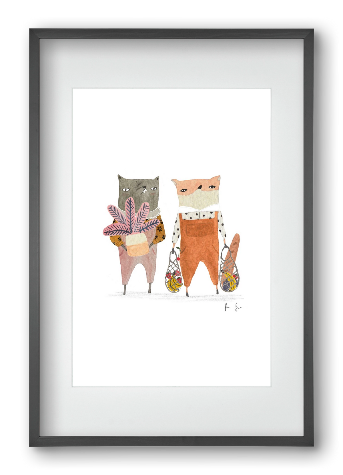 Bevásárlás, 40x60 cm (30x45 cm), Fekete keret, paszpartuval