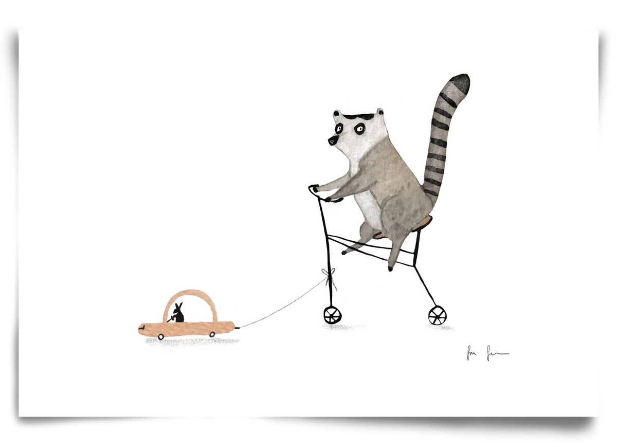 Bicikliző lemur, 90x60 cm, Keret nélkül